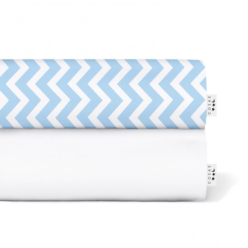 Набір євро простирадло 220х240 WHITE / LIGHT BLUE ZIGZAG