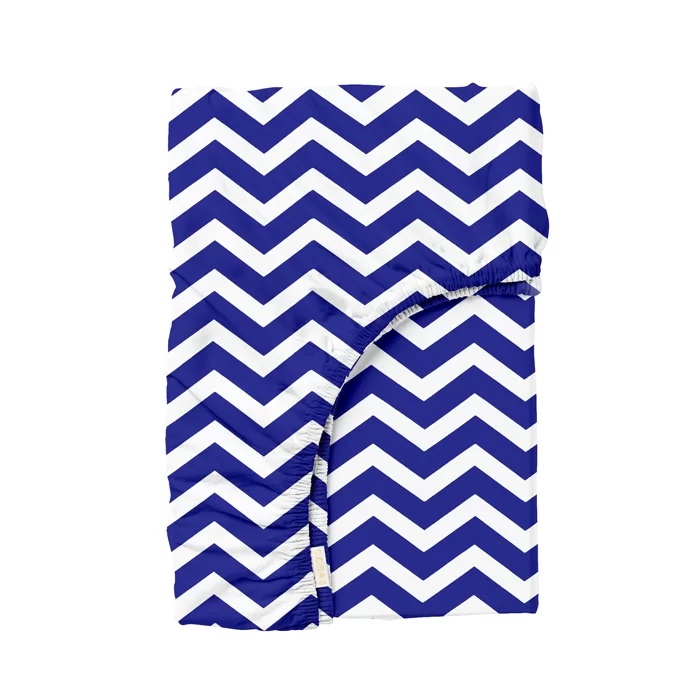 Простыня на резинке в детскую кроватку 60х120 DARK BLUE ZIGZAG