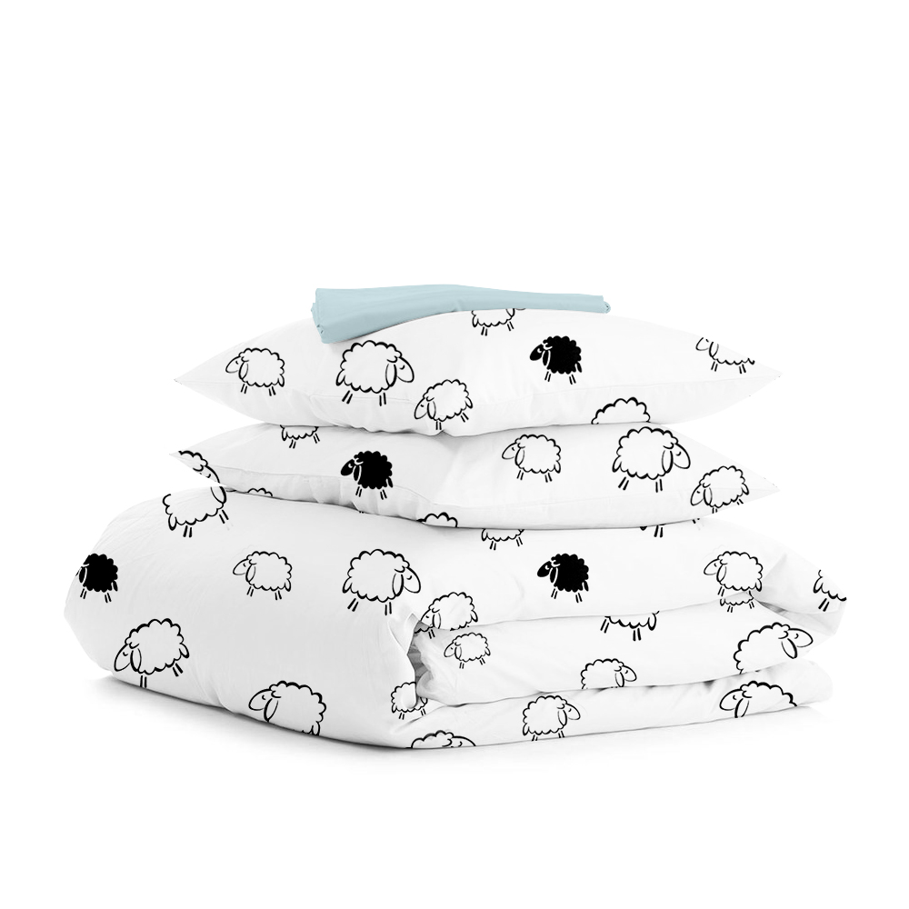 Семейный комплект постельного белья SHEEP DARK BLACK