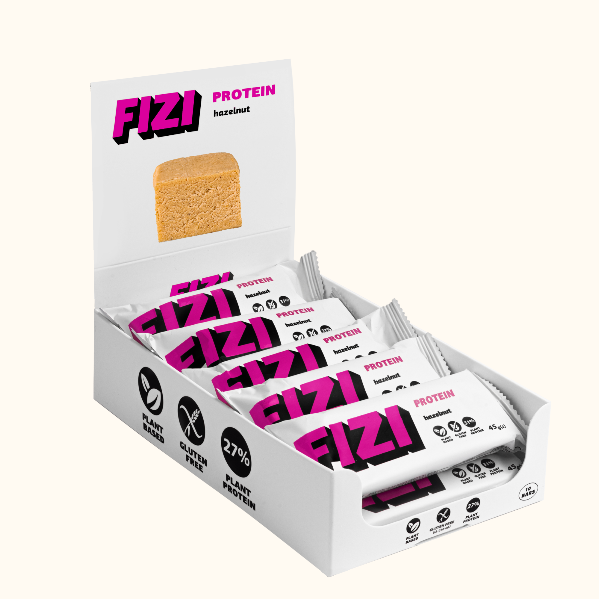 FIZI Protein Bar - 10х45g Hazelnut