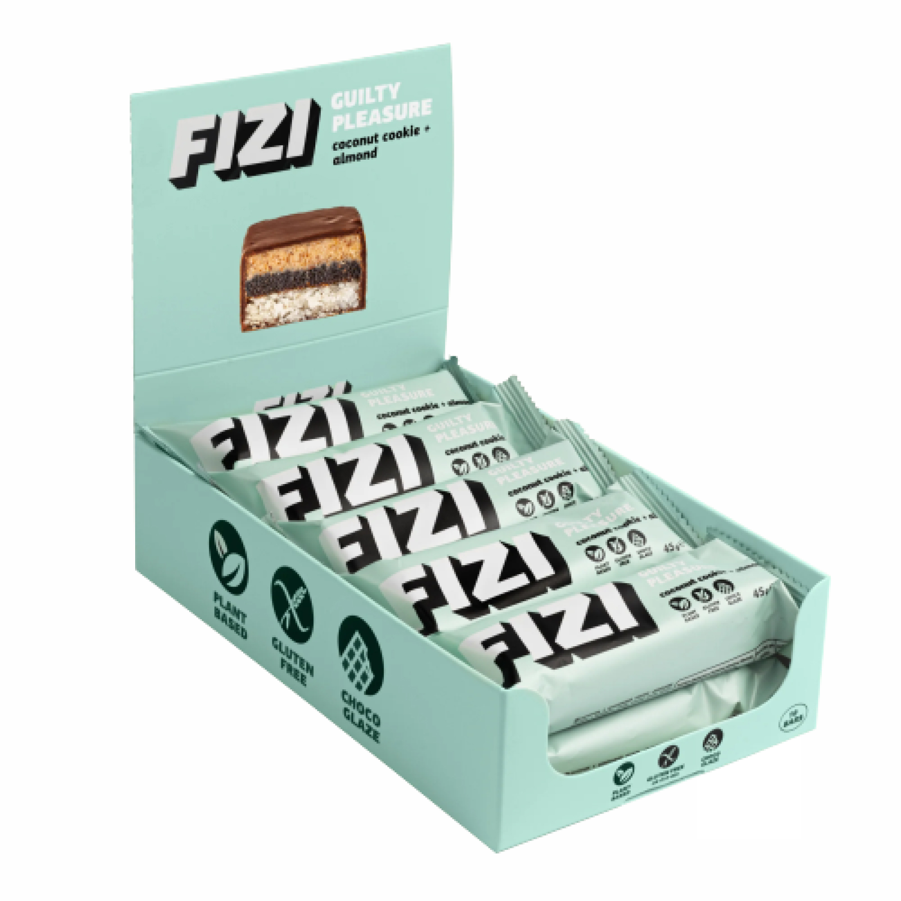 FIZI Chocolate Bar - 10х45g Coconut Cookie-Almond