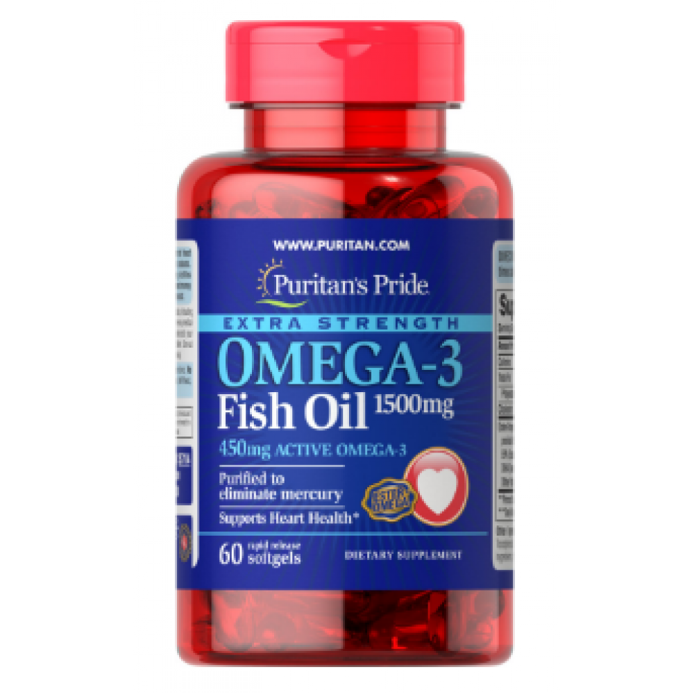 Omega-3 Fish Oil Extra Strength 1500 mg (450 mg Active Omega-3) 60 Softgels