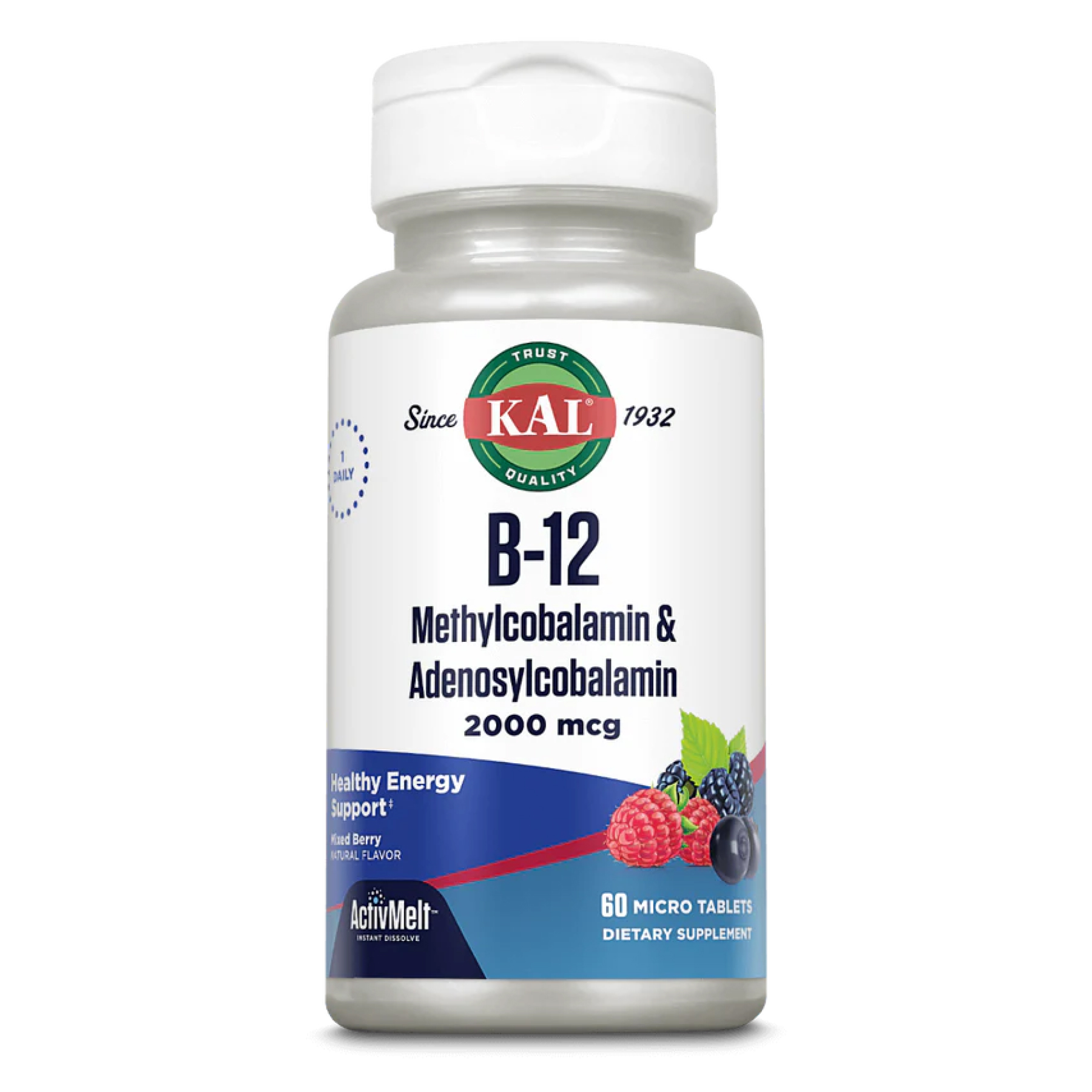 B-12 Methylcobalamin and Adenosylcobalamin 2000mcg - 60 tabs