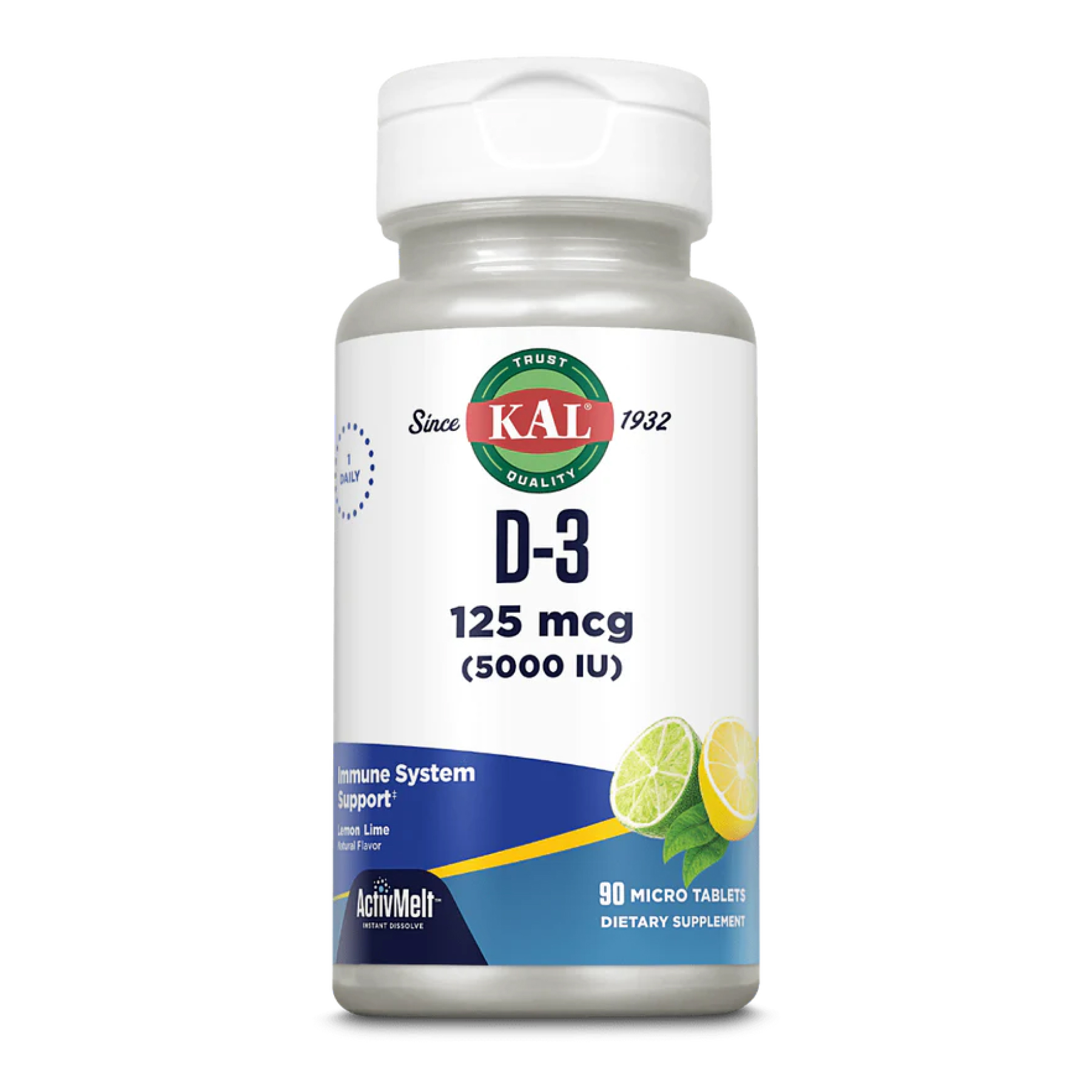 D-3 5000 IU 125mcg - 90 tabs Lemon Lime