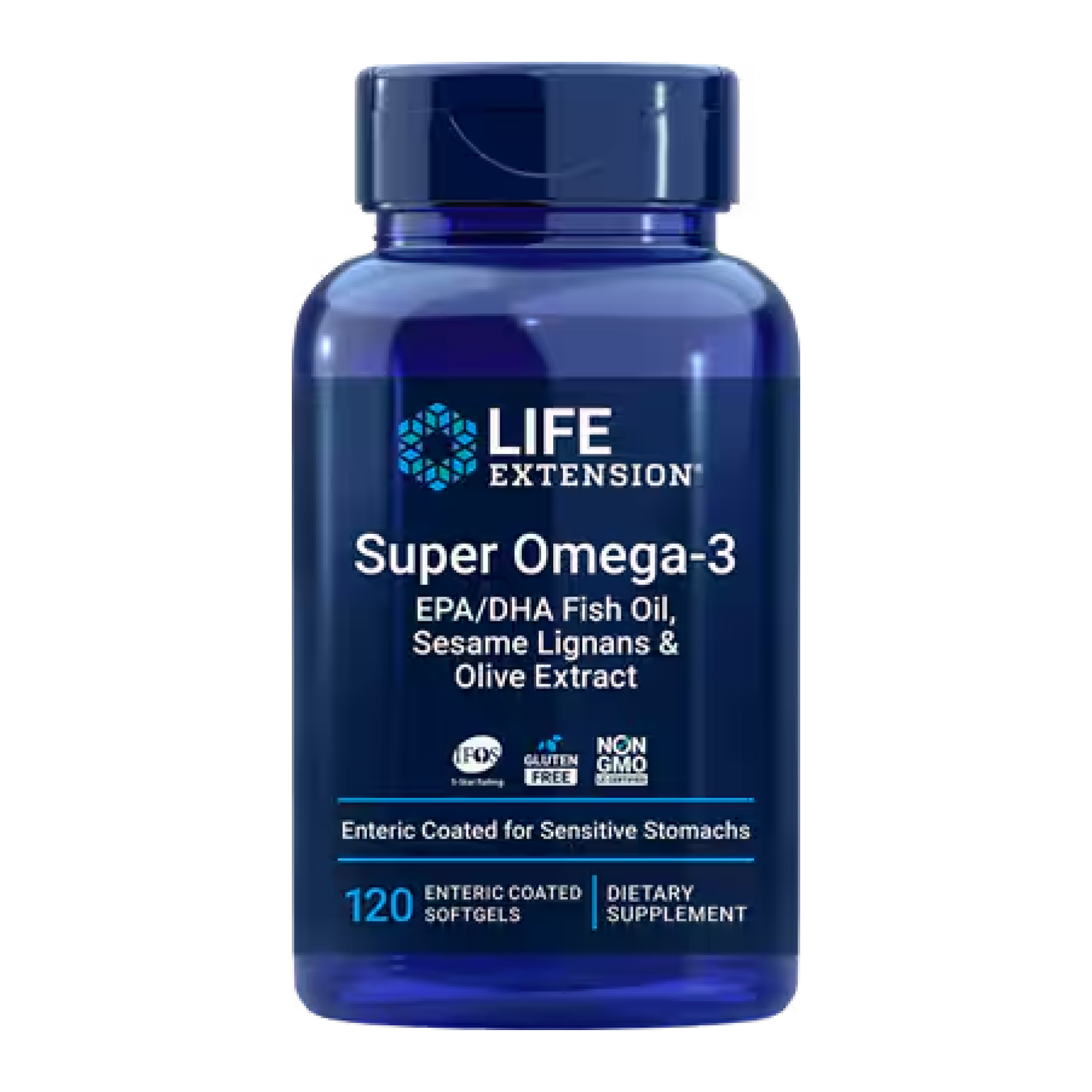 Super Omega-3 EPA/DHA Fish Oil, Sesame Lignans & Olive Extract - 120 softgels