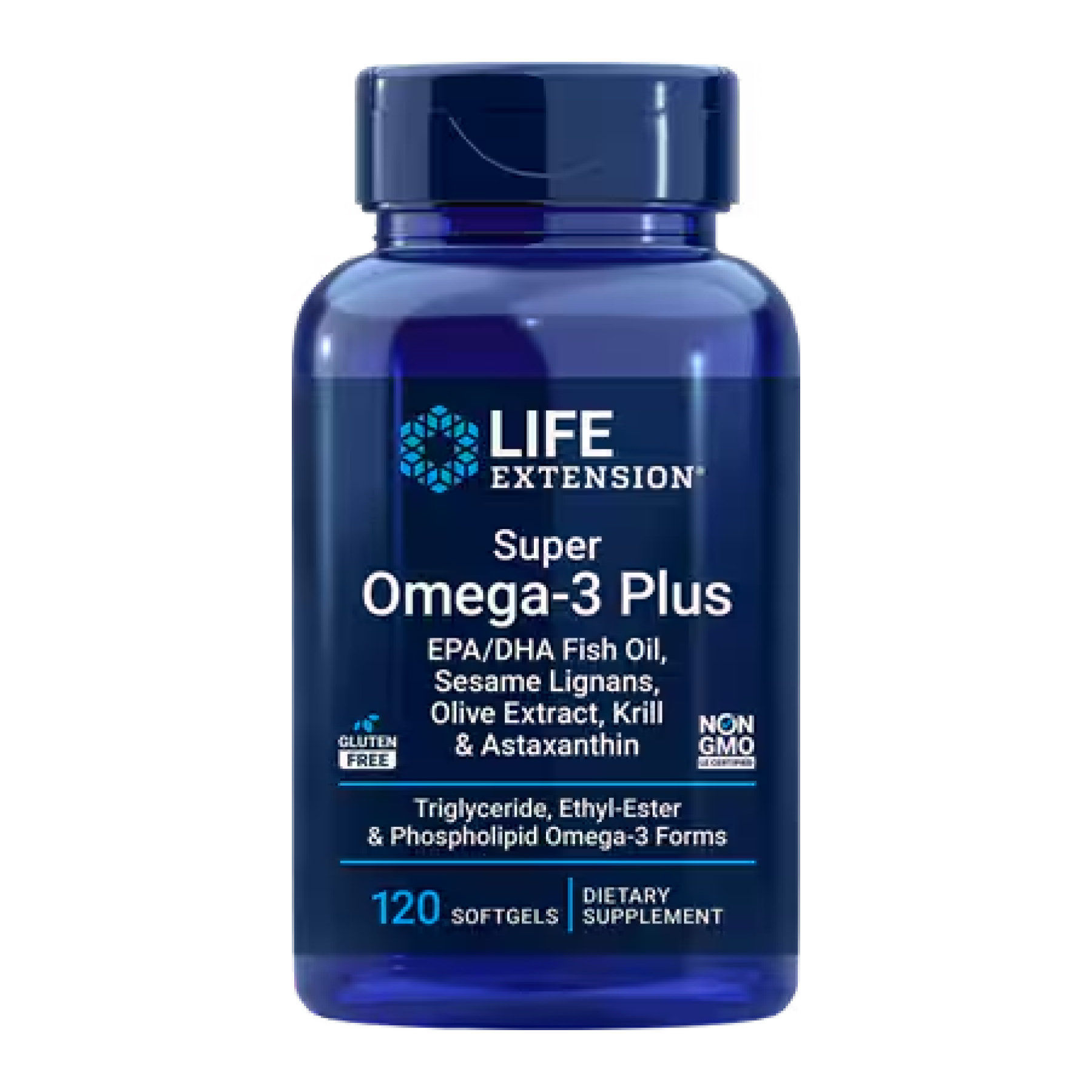 Super Omega-3 Plus EPA/DHA Fish Oil, Sesame Lignans, Olive Extract, Krill Astaxanthin - 120 softgels