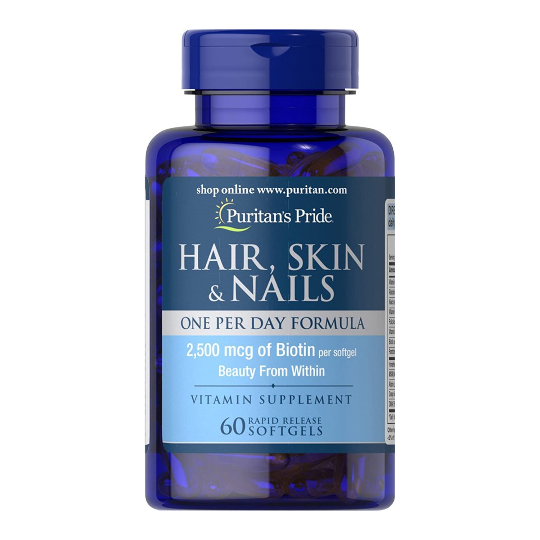 Hair Skin Nails (One perday formula) 2500 mcg of Biotin - 60 Softgels