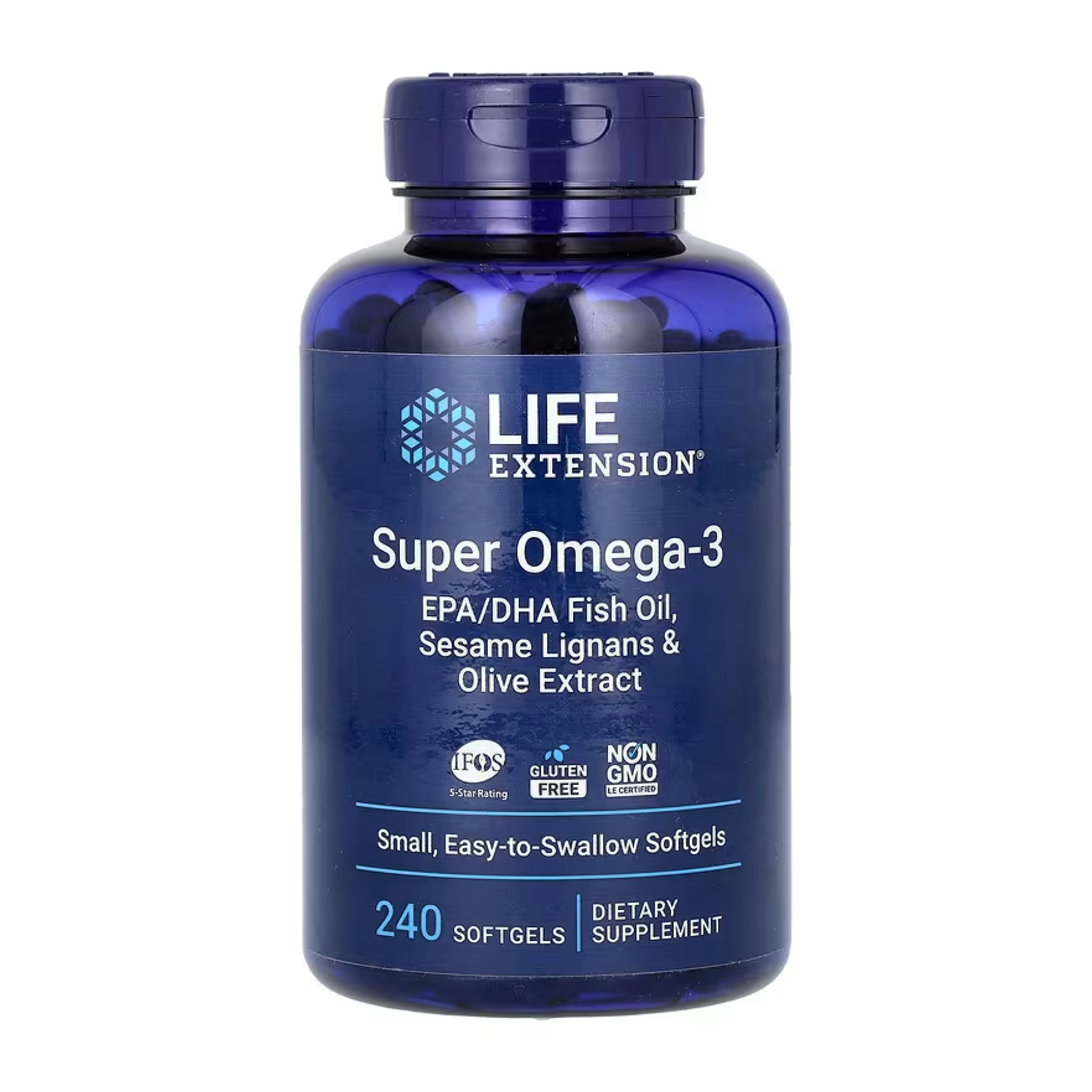 Super Omega-3 EPA/DHA Fish Oil Sesame Lignans & Olive Extract	- 240 softgels