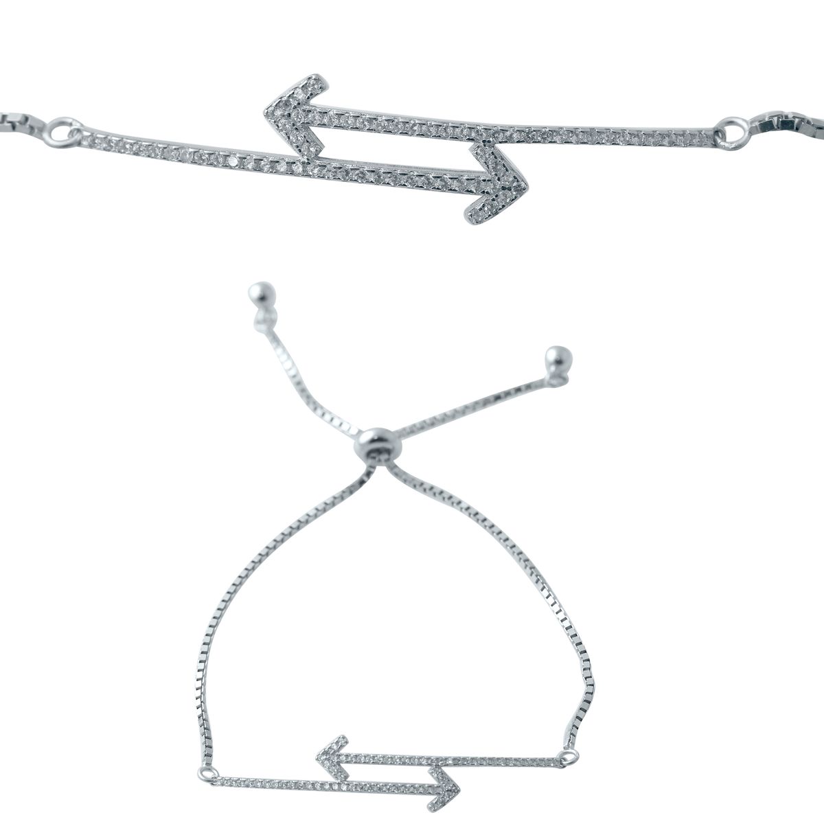 Серебряный браслет Tiva с фианитами, вес изделия 3,1 гр (2038290) adjustable размер