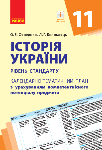 Історія України. 11 клас (рівень стандарту): календарно-тематичний план з урахуванням компетентнісного потенціалу предмета