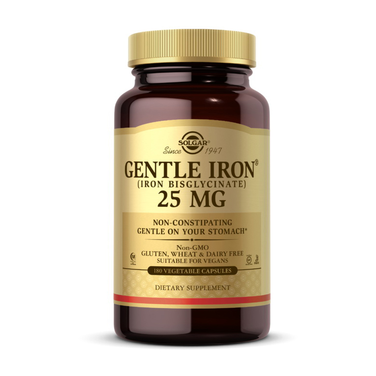 Gentle Iron 25 mg (iron bisglycinate) (180 veg caps)