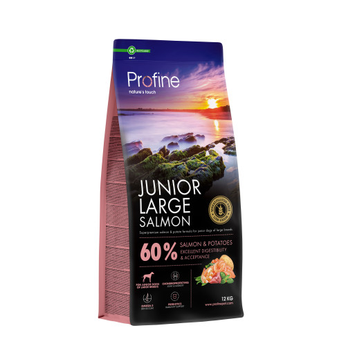 Корм сухой Profine Junior Large Salmon and Potatoes для щенков и юниоров больших пород, с лососем и картофелем, 12 кг