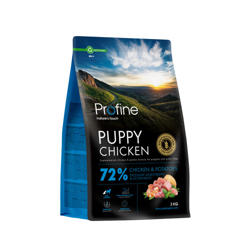 Корм сухой Profine Puppy Chicken and Potatoes для щенков и юниоров всех пород, с курицей и картофелем, 3 кг