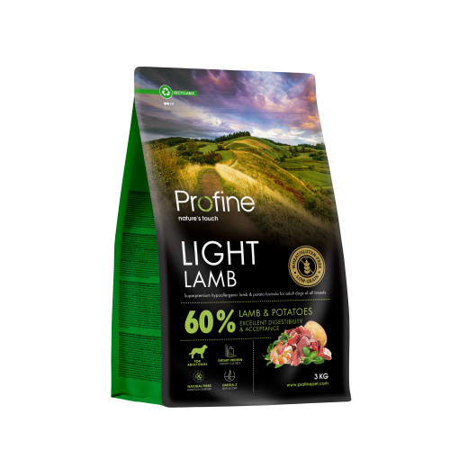 Корм сухой Profine Light Lamb and Potatoes для собак с избыточным весом, с ягнятиной и картофелем, 3 кг