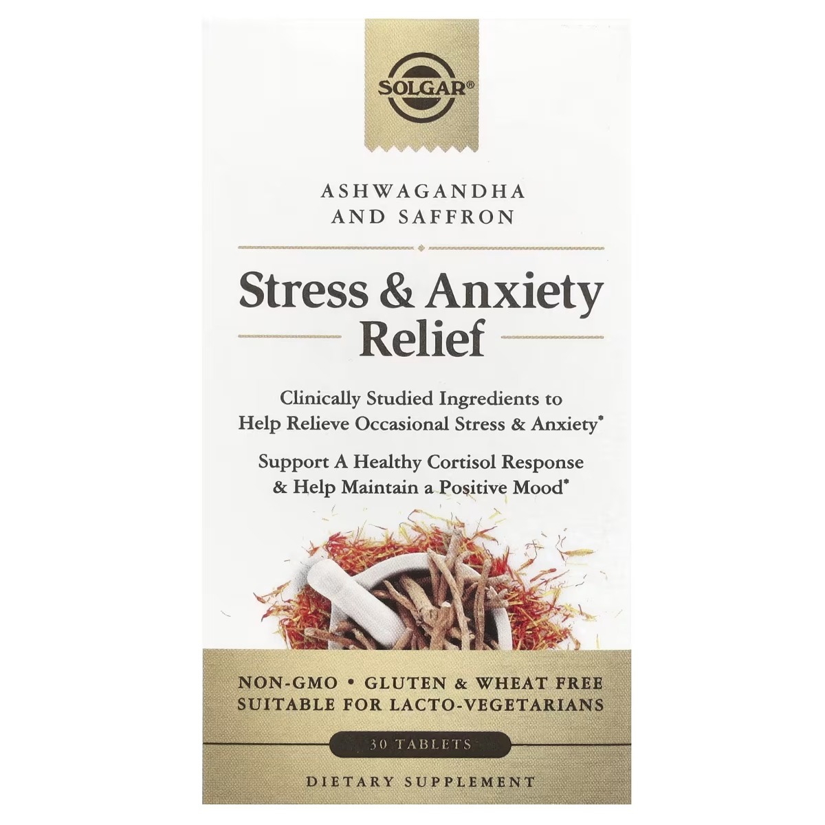 Зняття стресу та тривоги, Stress & Anxiety Relief, Solgar, 30 таблеток