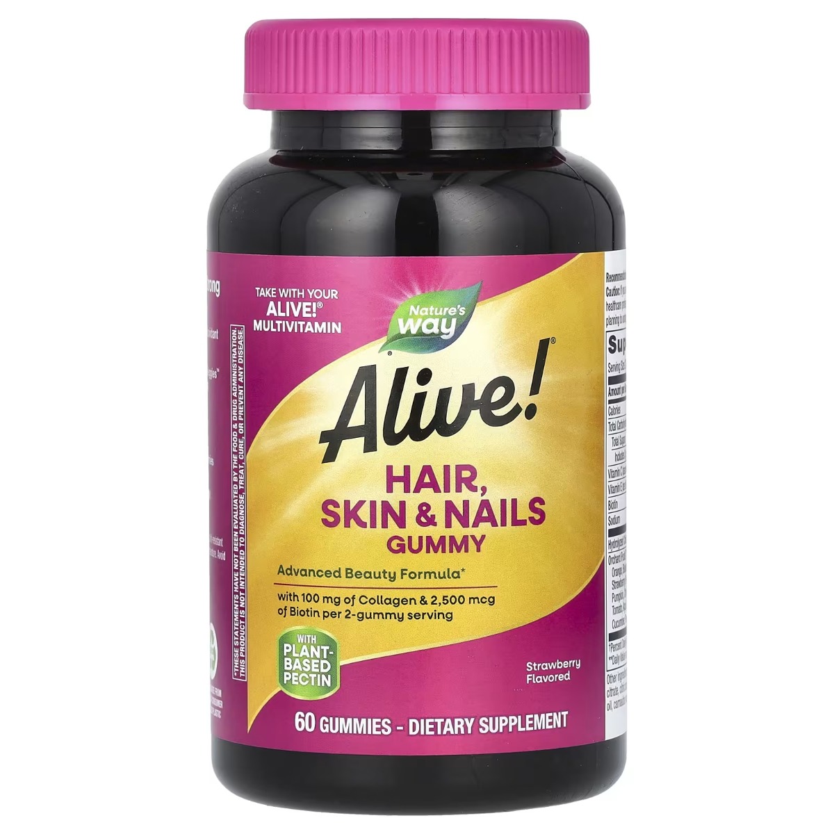 Здоров'я волосся, шкіри та нігтів, смак полуниці, Alive! Hair, Skin & Nails, Nature's Way, 60 жувальних цукерок