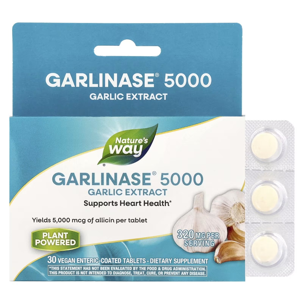 Екстракт часнику, 320 мг, Garlinase 5000, Garlic Extract, Nature's Way, 30 таблеток