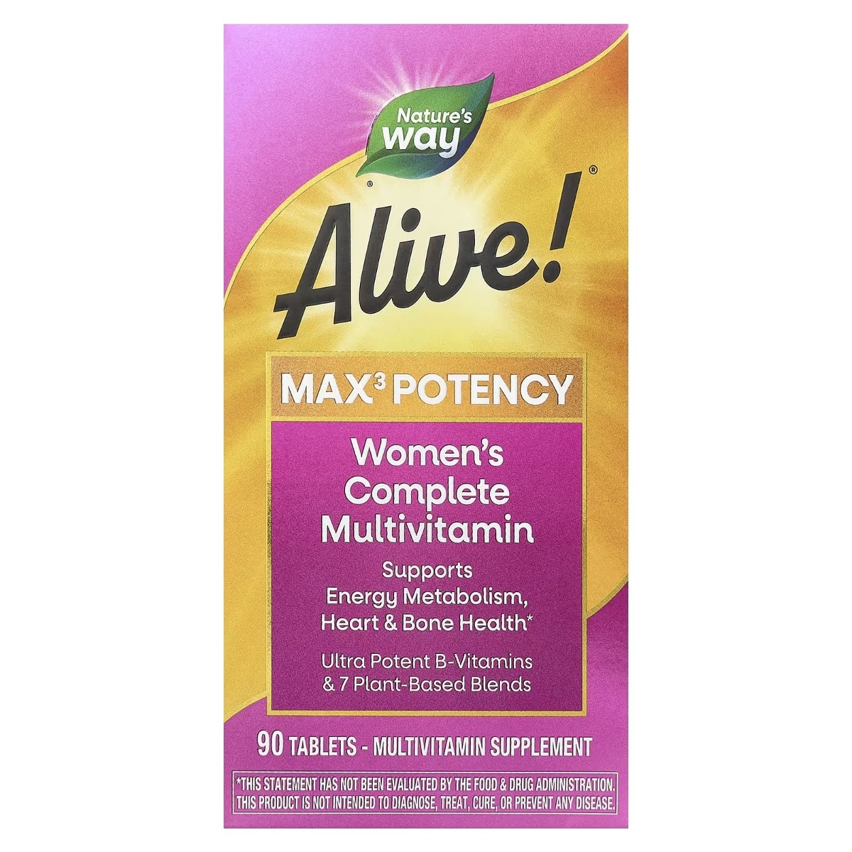 Мультивітаміни для жінок, Alive! Max3 Potency, Women's Complete Multivitamin, Nature's Way, 90 таблеток