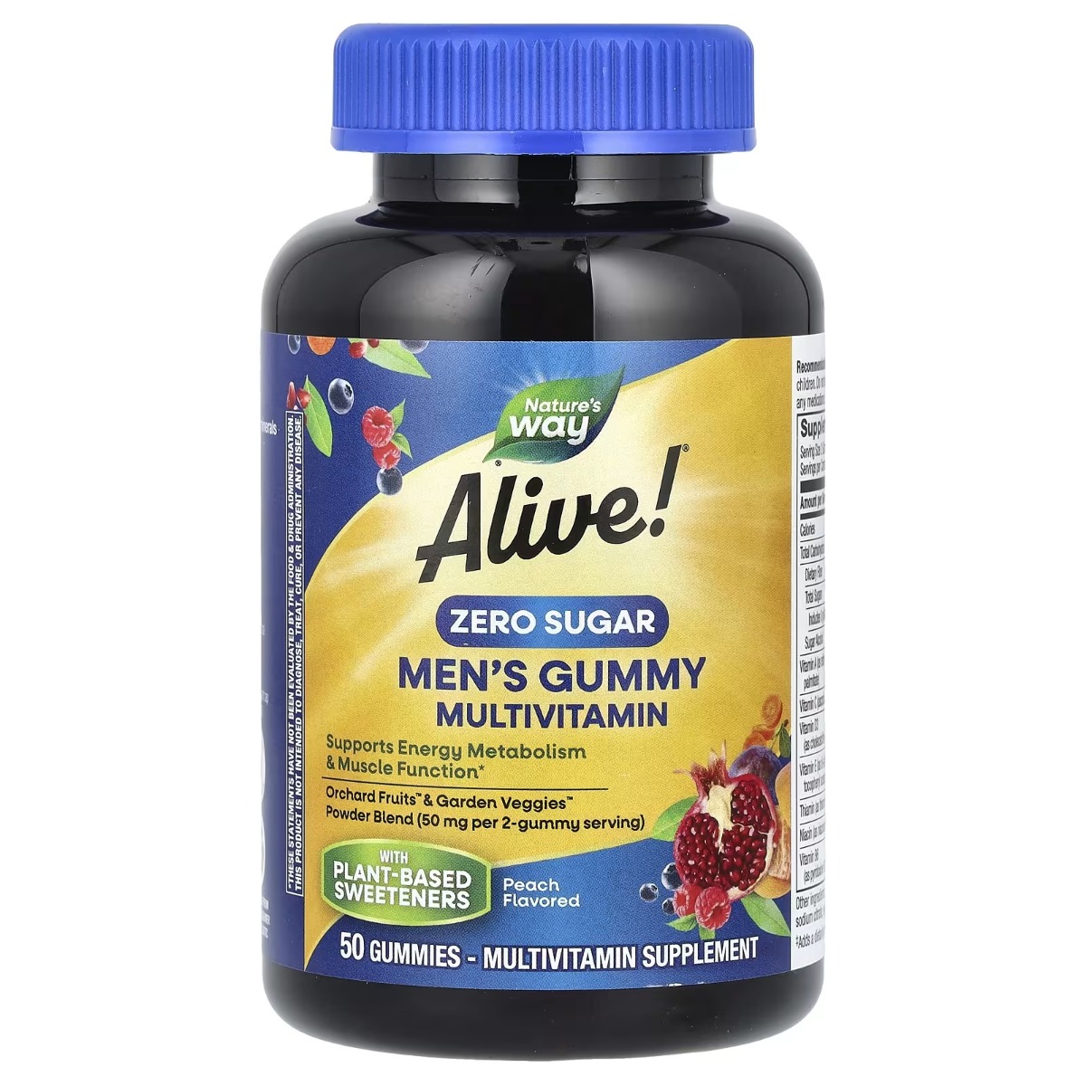 Мультивітаміни для чоловіків, без цукру, смак персика, Alive! Men's Gummy Multivitamin, Nature's Way, 50 жувальних цукерок