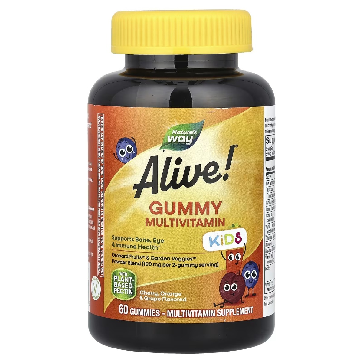 Мультивітаміни для дітей, смак вишні, апельсина та винограду, Alive! Kids, Gummy Multivitamin, Nature's Way, 60 жувальних цукерок