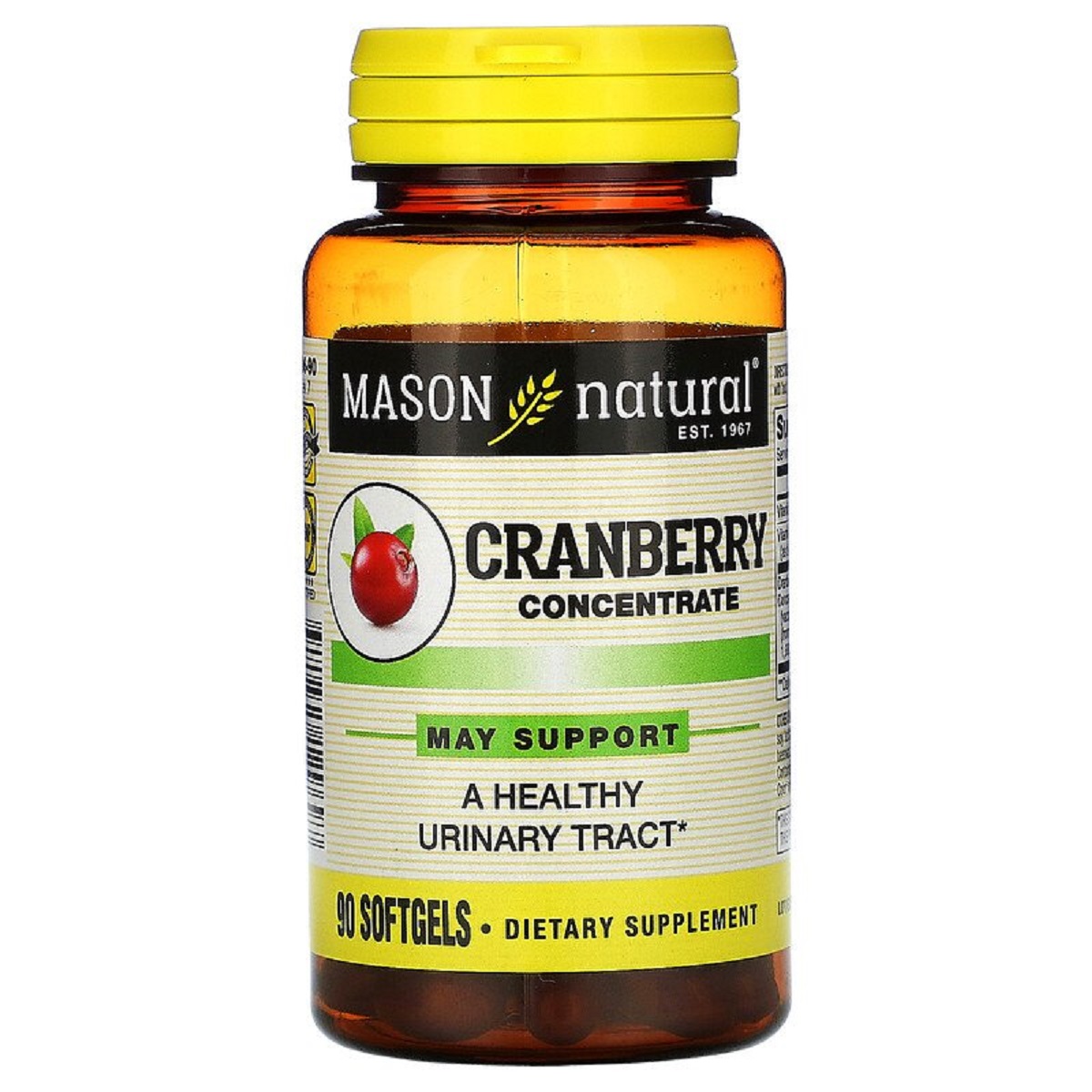 УЦІНКА Журавлинний концентрат, Cranberry Concentrate, Mason Natural, 90 гелевих капсул (м'ята банка)