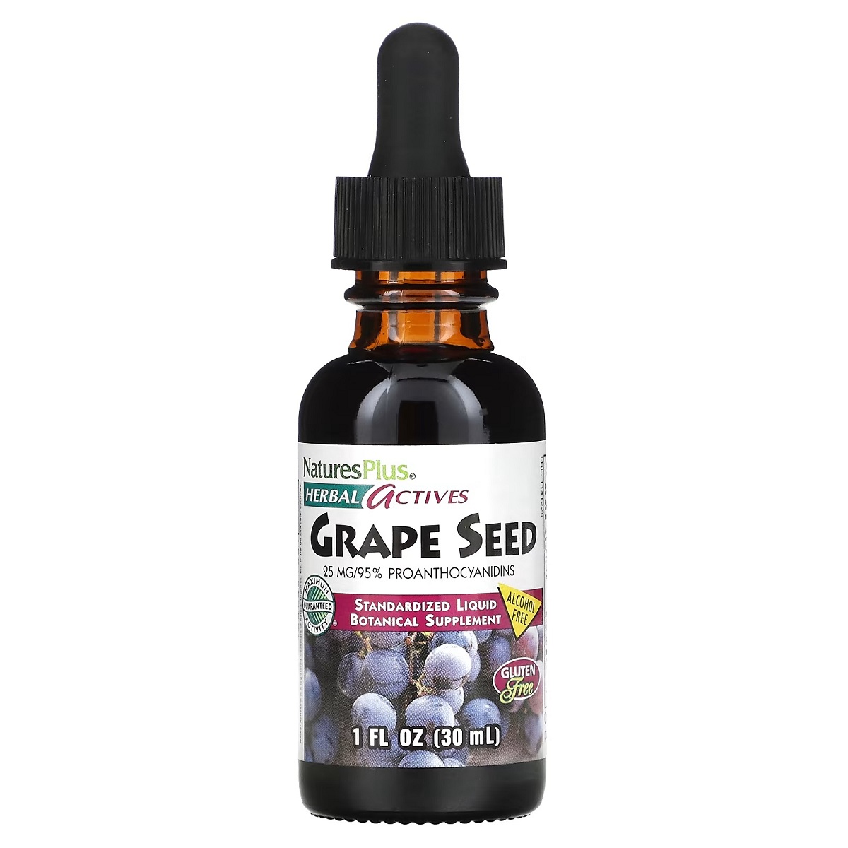 Екстракт виноградних кісточок, 25 мг, без спирту, Grape Seed, Natures Plus, 30 мл