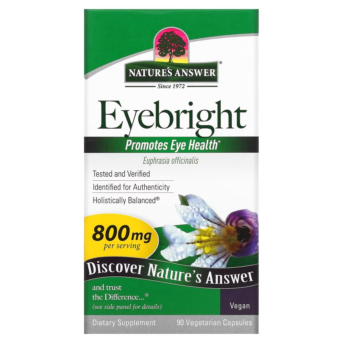 Очанка для очей, 800 мг, Eyebright, Nature's Answer, 90 вегетаріанських капсул