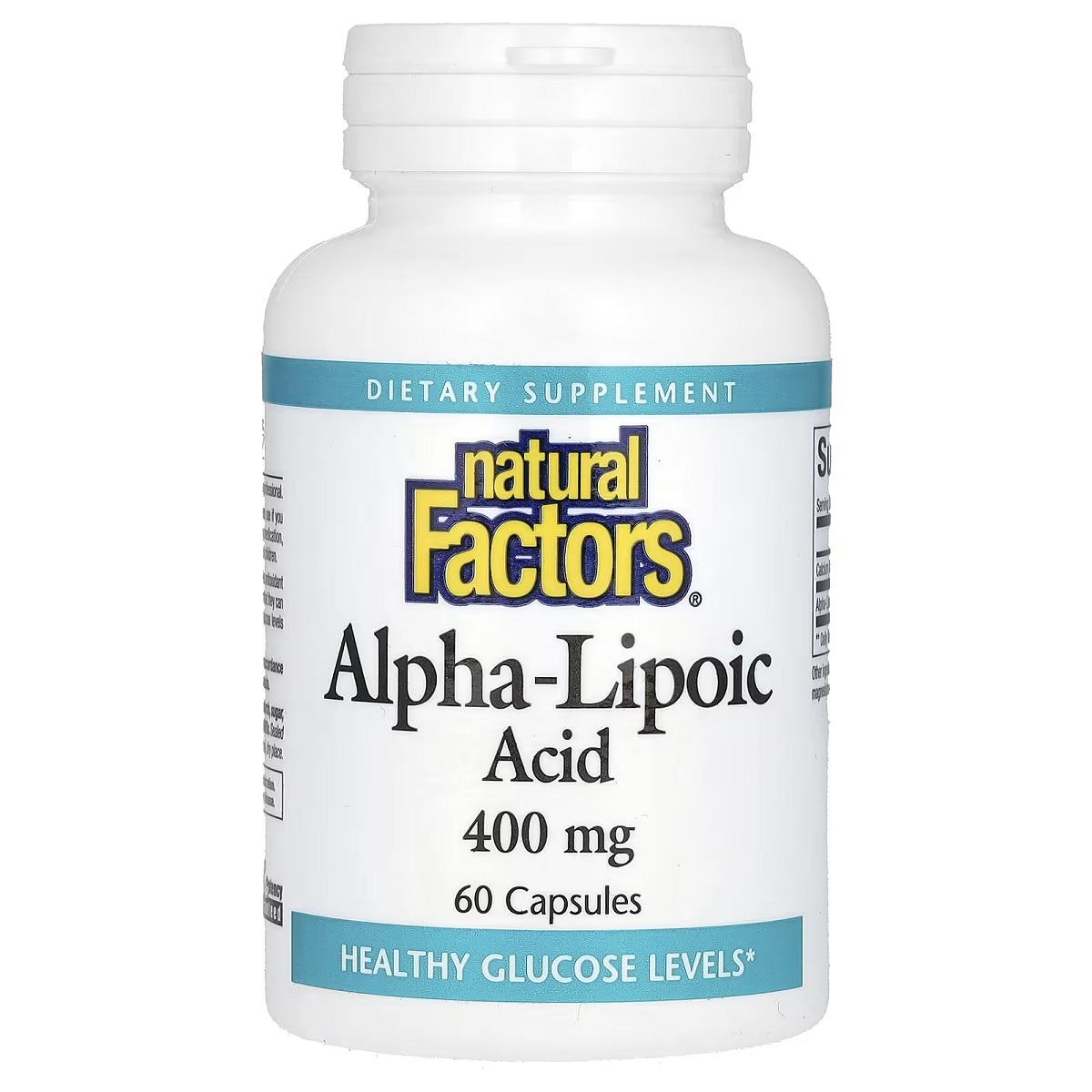 Альфа-ліпоєва кислота, 400 мг, Alpha-Lipoic Acid, Natural Factors, 60 капсул