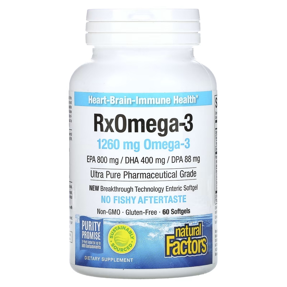 Омега-3, 1260 мг, RxOmega-3, Natural Factors, 60 гелевих капсул