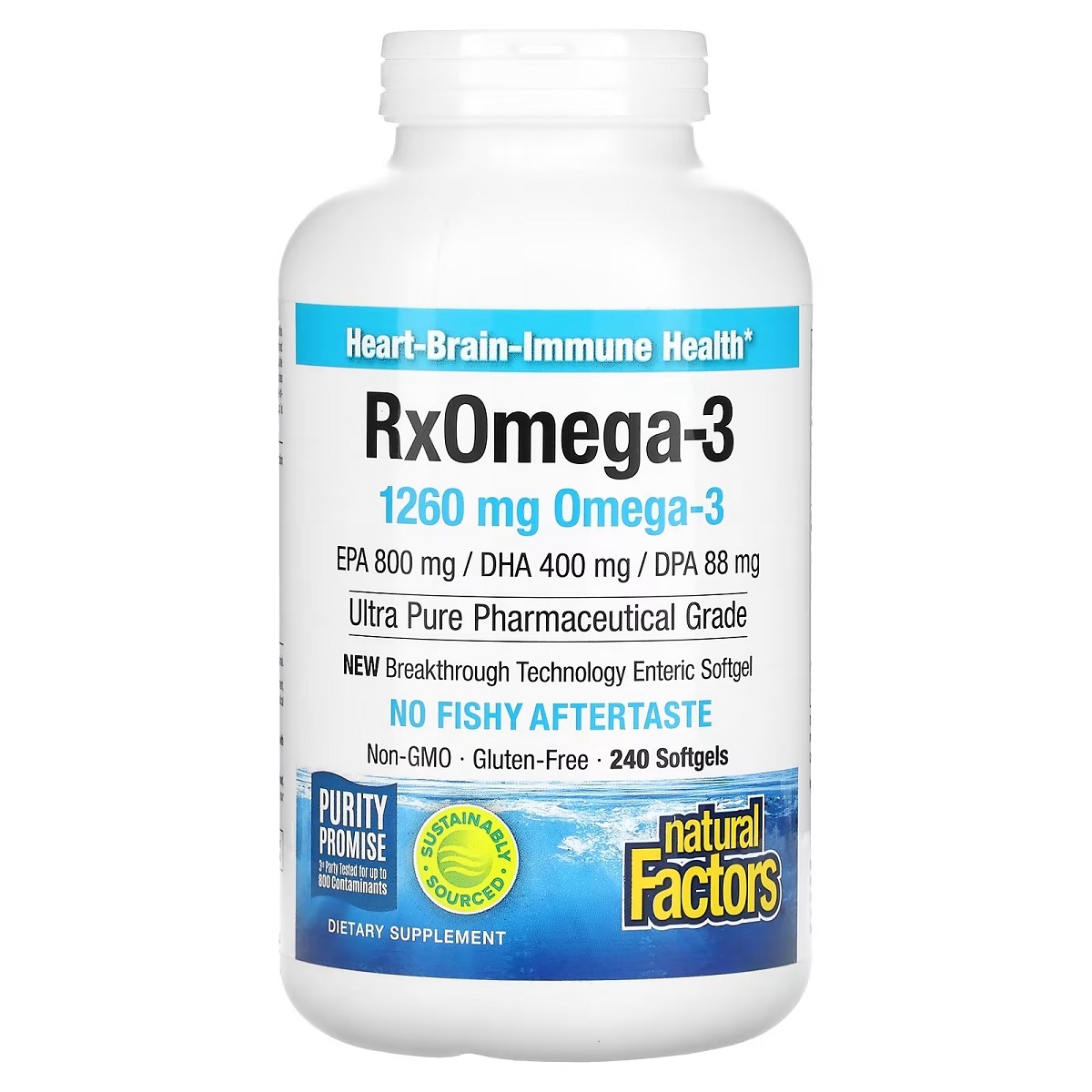 Омега-3, 1260 мг, RxOmega-3, Natural Factors, 240 гелевих капсул