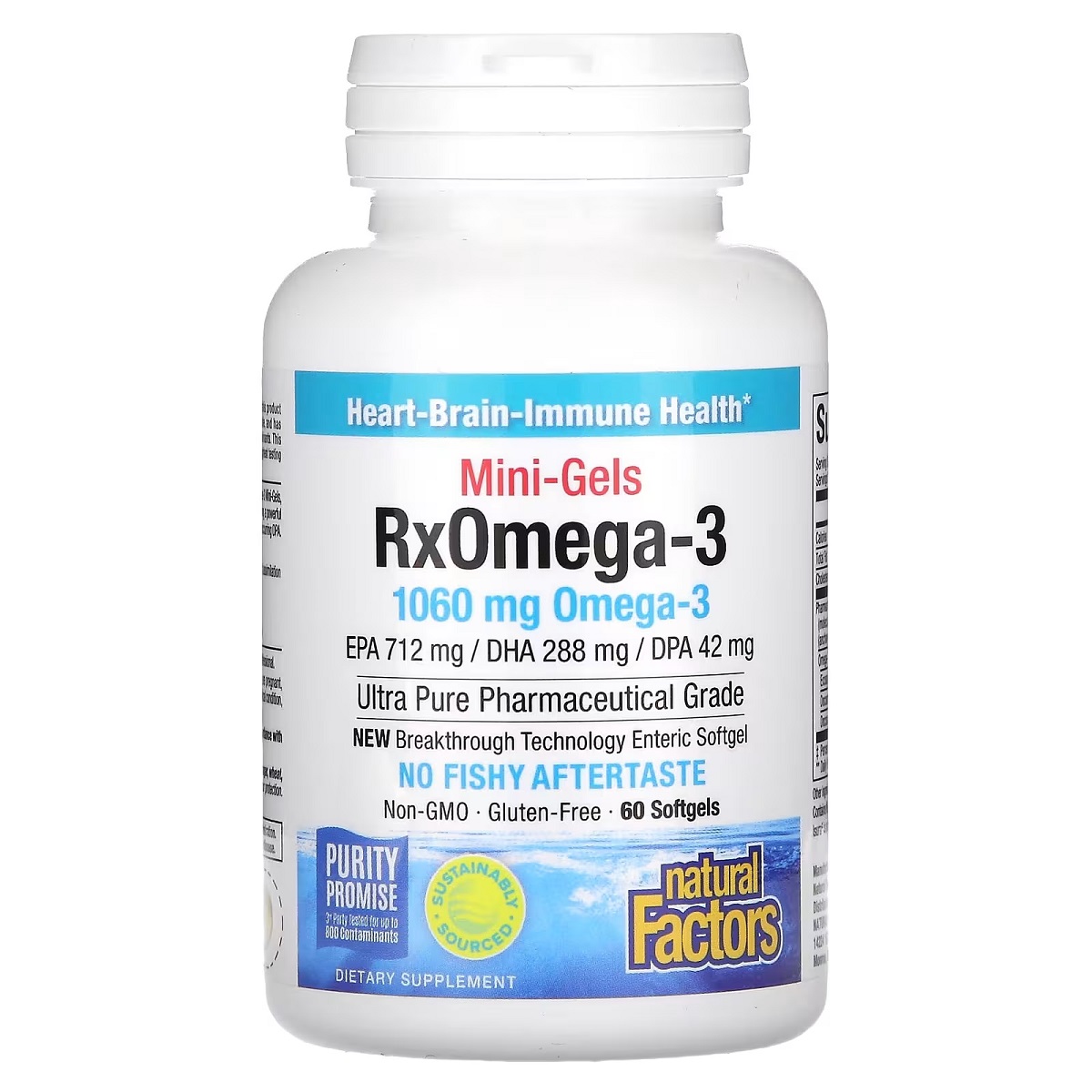 Омега-3, 1060 мг, RxOmega-3 Mini-Gels, Natural Factors, 60 міні капсул