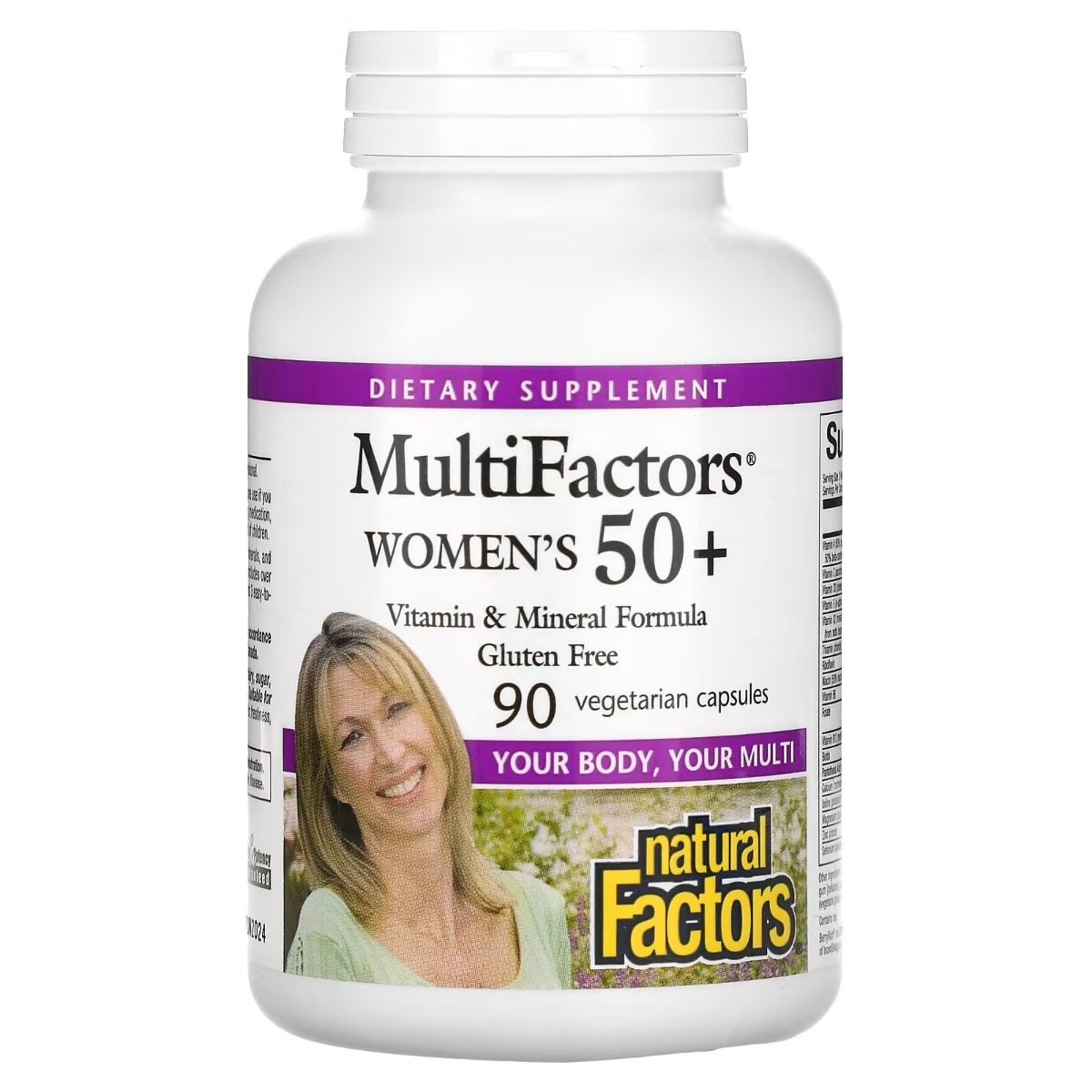 Мультивітаміни для жінок 50+, MultiFactors, Women's 50+, Natural Factors, 90 вегетаріанських капсул