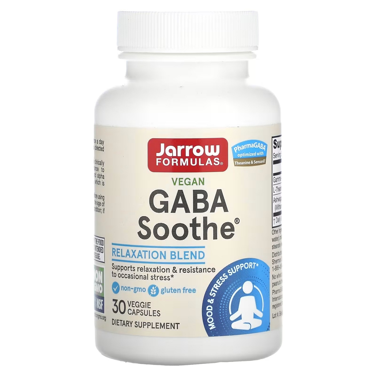 GABA (Гамма-аміномасляна кислота), GABA Soothe, Jarrow Formulas, 30 вегетаріанських капсул