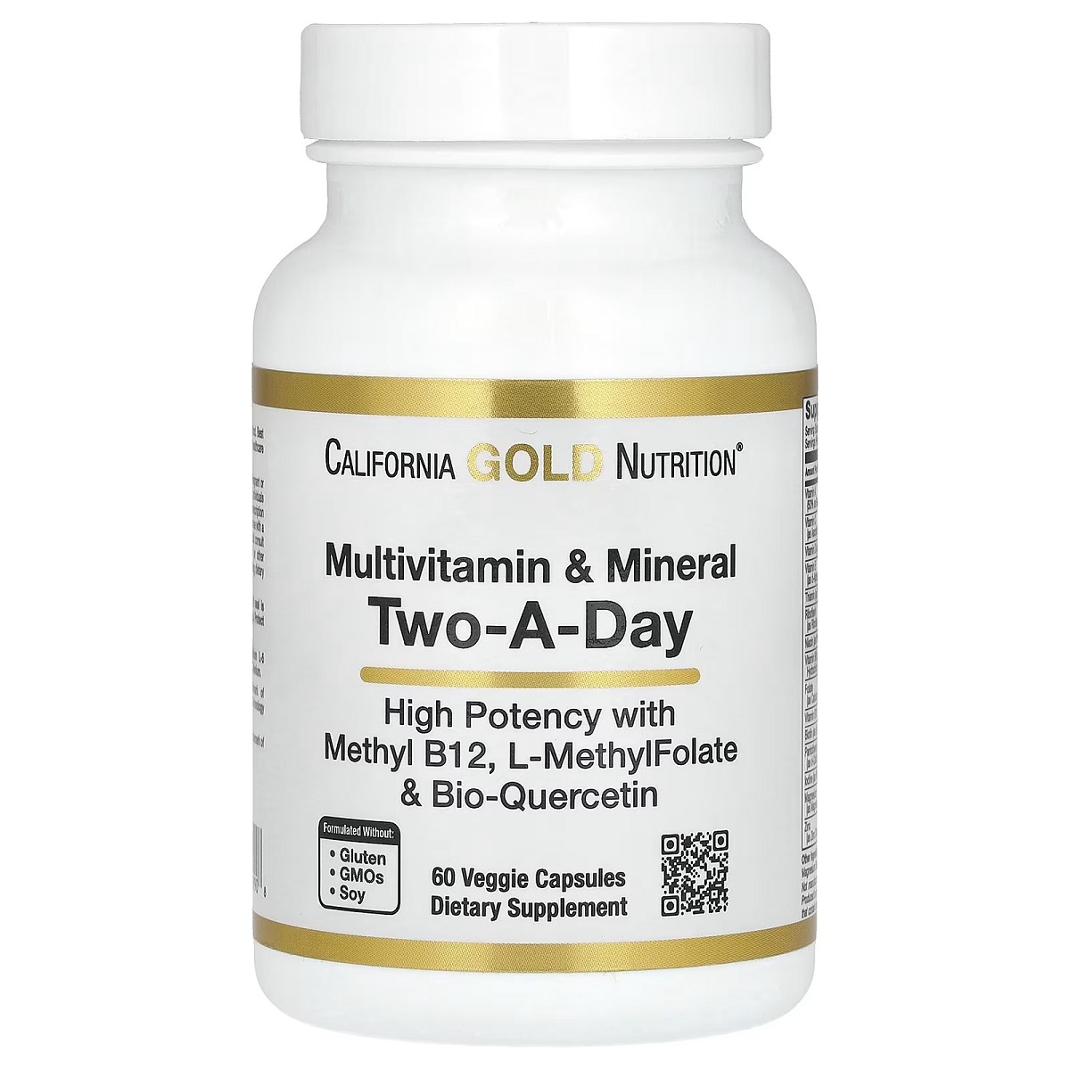 Мультивітаміни та мінерали, Multivitamin and Mineral, Two-A-Day, California Gold Nutrition, 60 вегетаріанських капсул