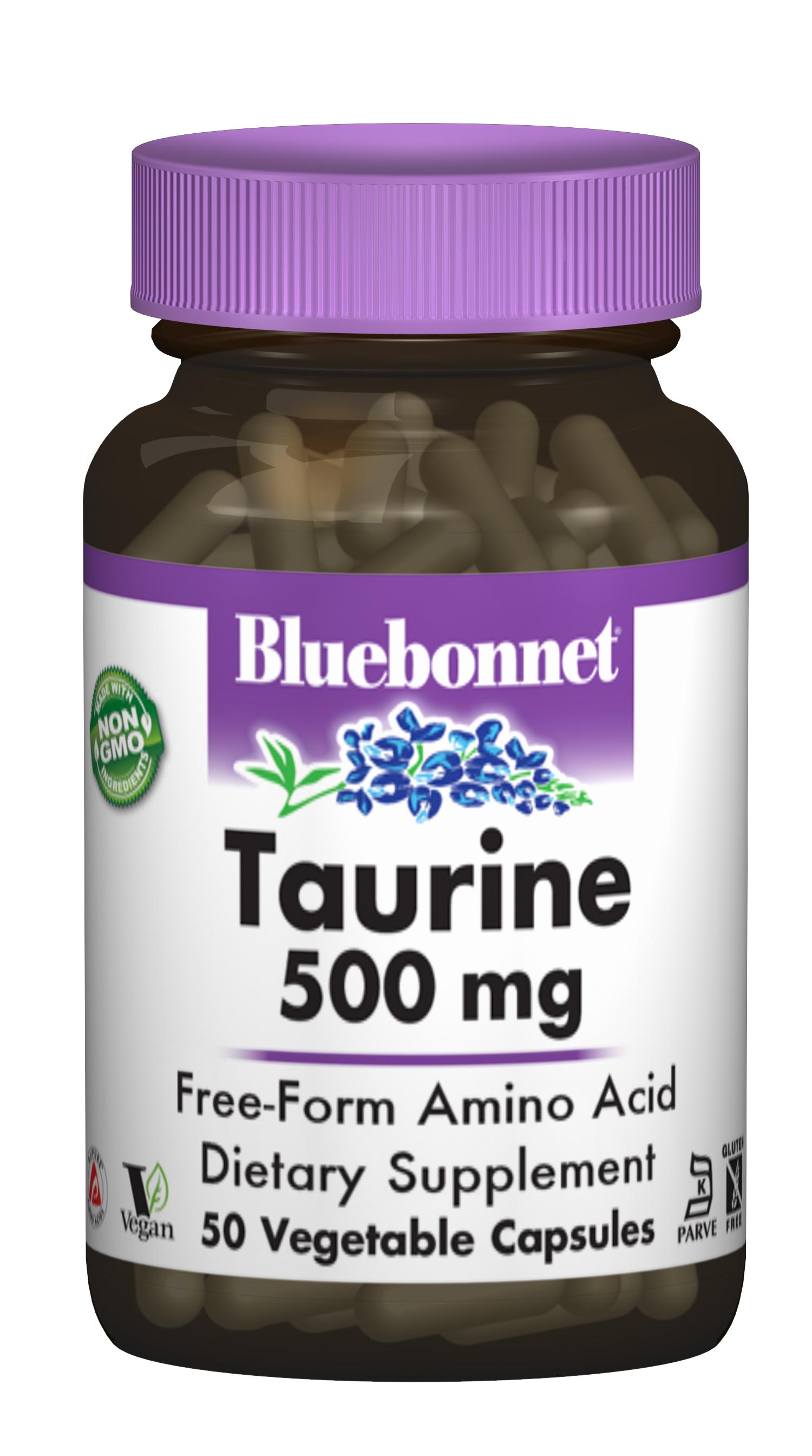 Таурін 500 мг, Bluebonnet Nutrition, 50 гелевих капсул