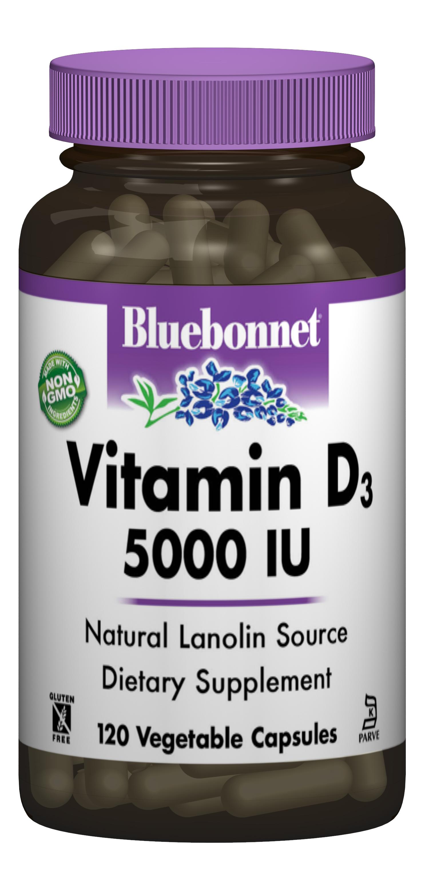 Вiтамiн D3 5000IU, Bluebonnet Nutrition, 120 вегетаріанських капсул