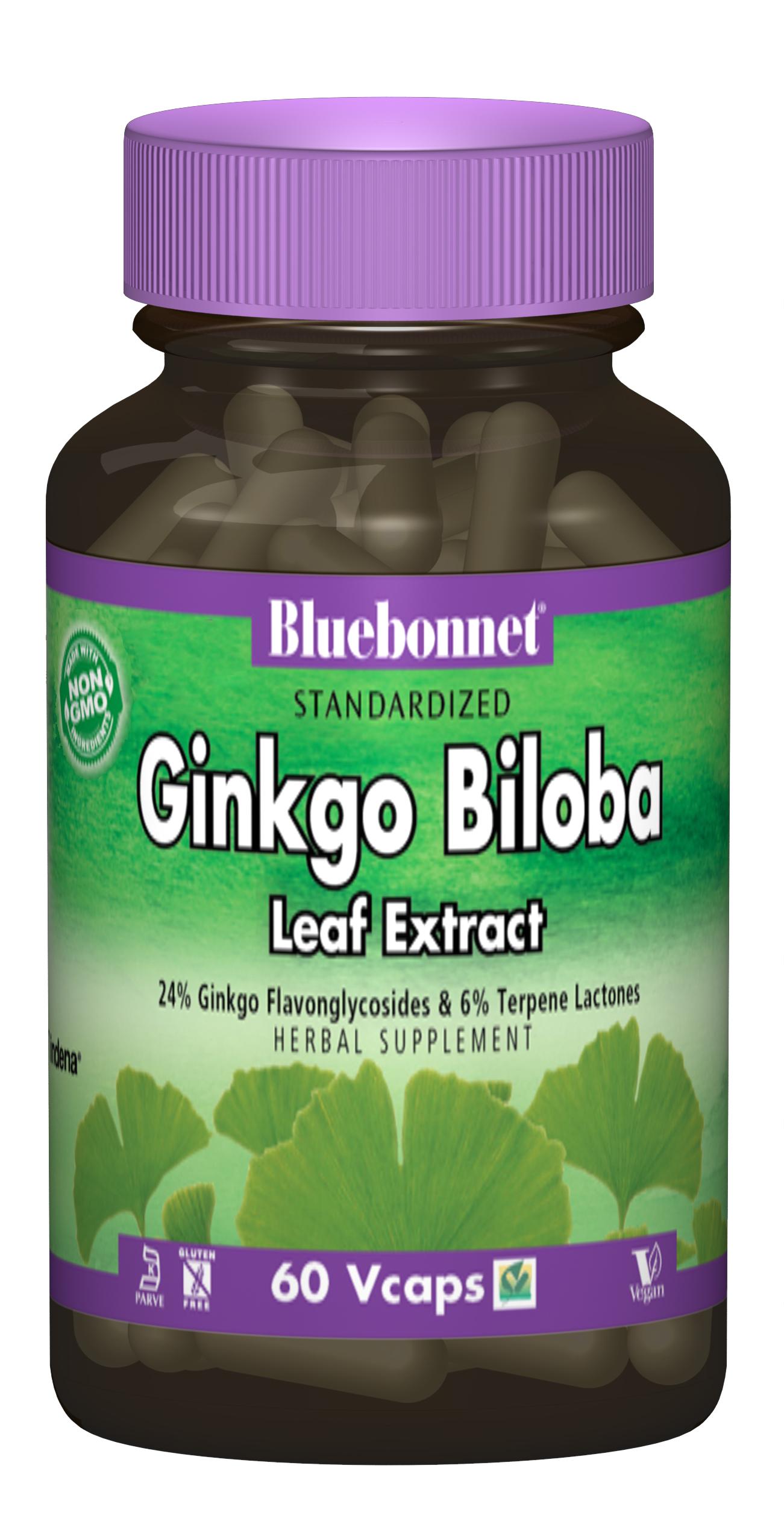 Екстракт Листя Гінкго Білоба, Ginkgo Biloba Leaf Extract Bluebonnet Nutrition, 60 гелевих капсул