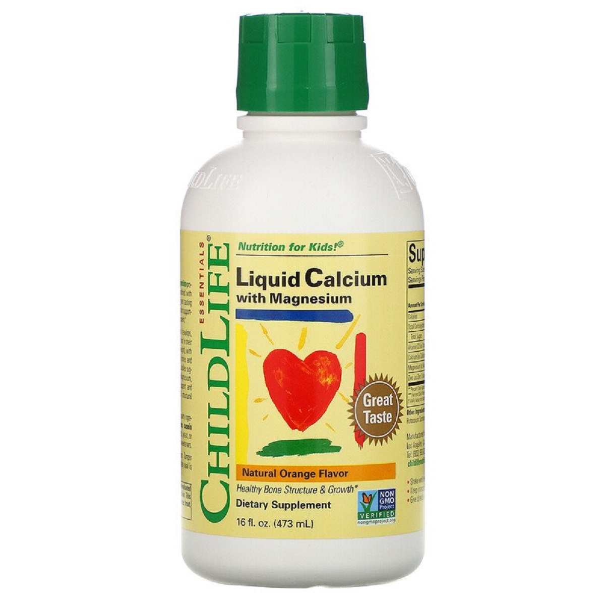 Рідкий Кальцій і Магній для Дітей зі Смаком Апельсину, Calcium with Magnesium, ChildLife, 473 мл