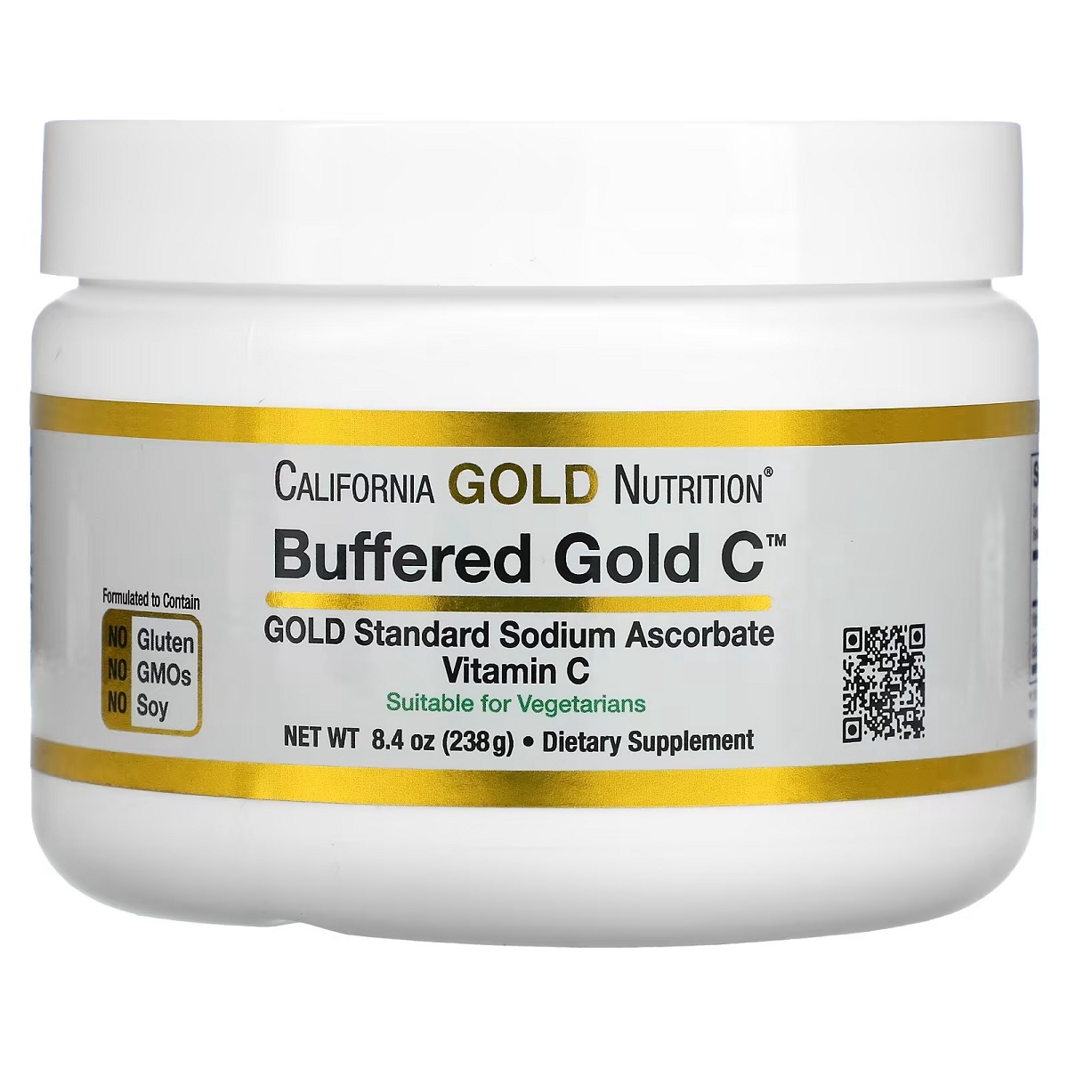 Буферизований Вітамін C, 1000 мг, некислий порошок, Buffered Gold C, Non-Acidic Vitamin C Powder, Sodium Ascorbate, California Gold Nutrition, 238 г