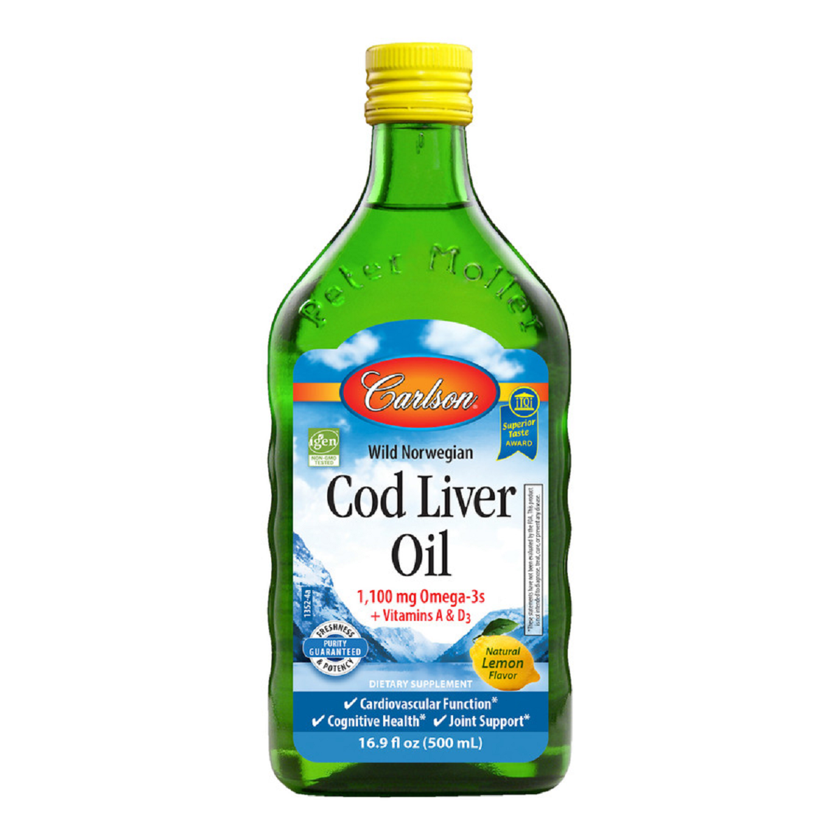 Жир Печінки Дикої Норвезької Тріски, Смак Лимона, Cod Liver Oil, Carlson, 500 мл