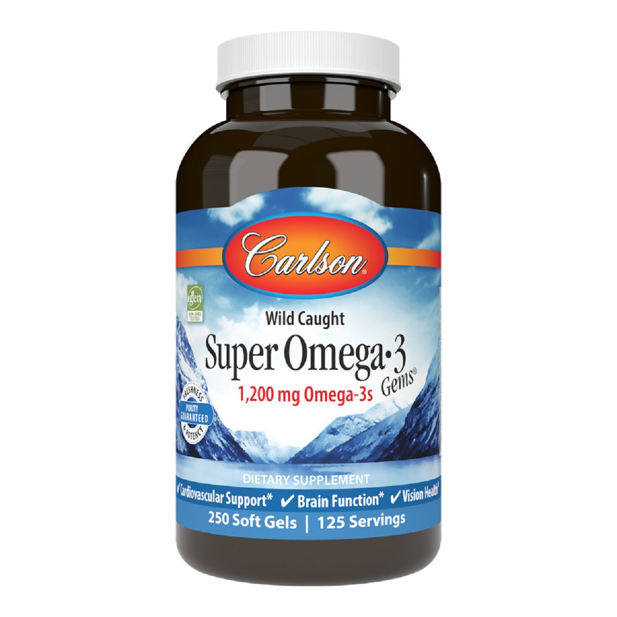 Супер Омега-3, Super Omega-3 Gems, Carlson, 250 желатинових капсул