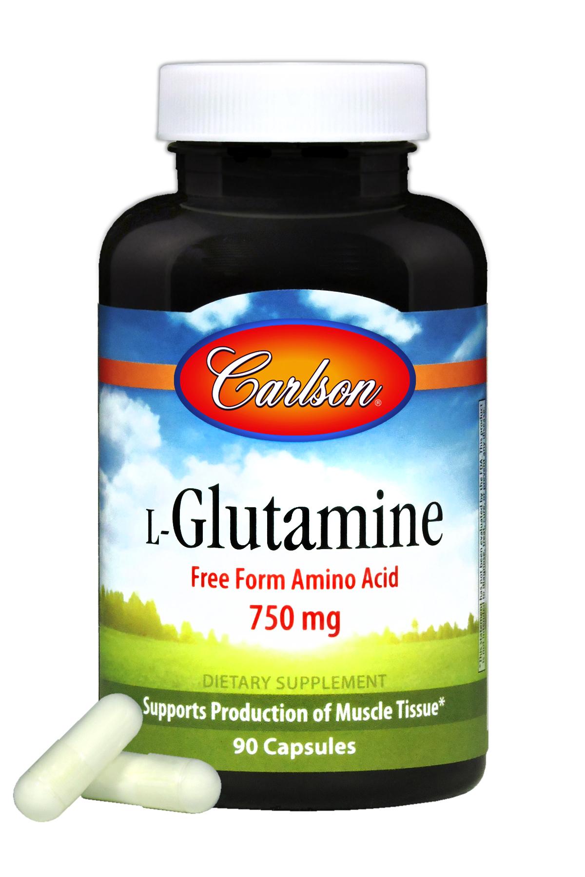 Глютамін 750мг, L-Glutamine, Carlson, 90 капсул