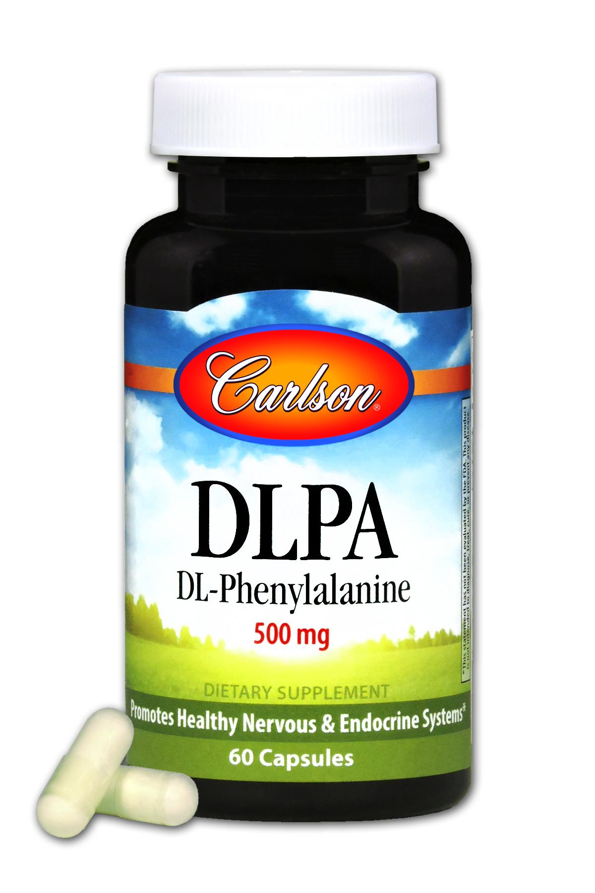 DLPA (фенілаланін) 500мг, DL-Phenylalanine, Carlson, 60 капсул