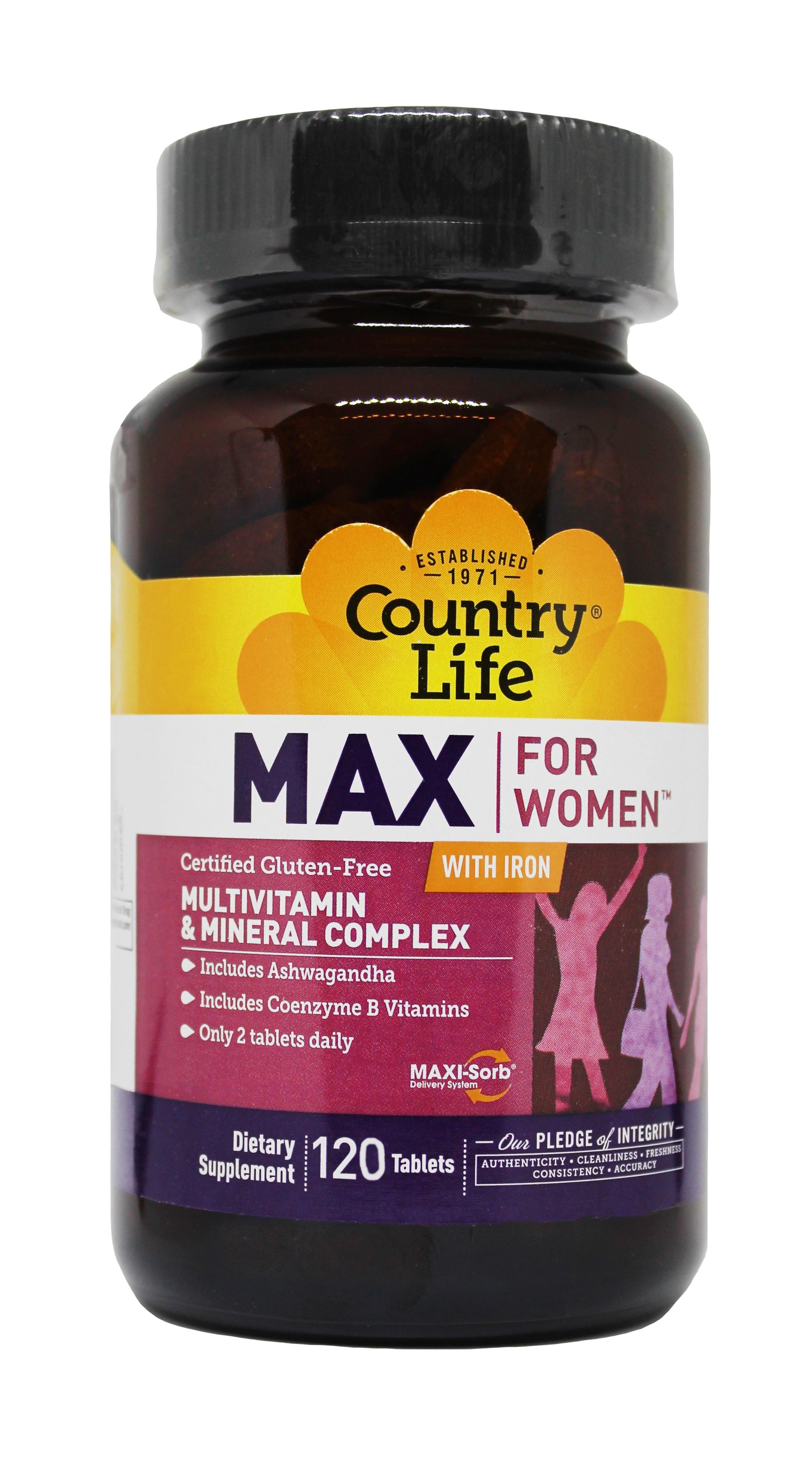 Мультивітаміни та Мінерали для Жінок, Max for Women, Country Life, 120 таблеток