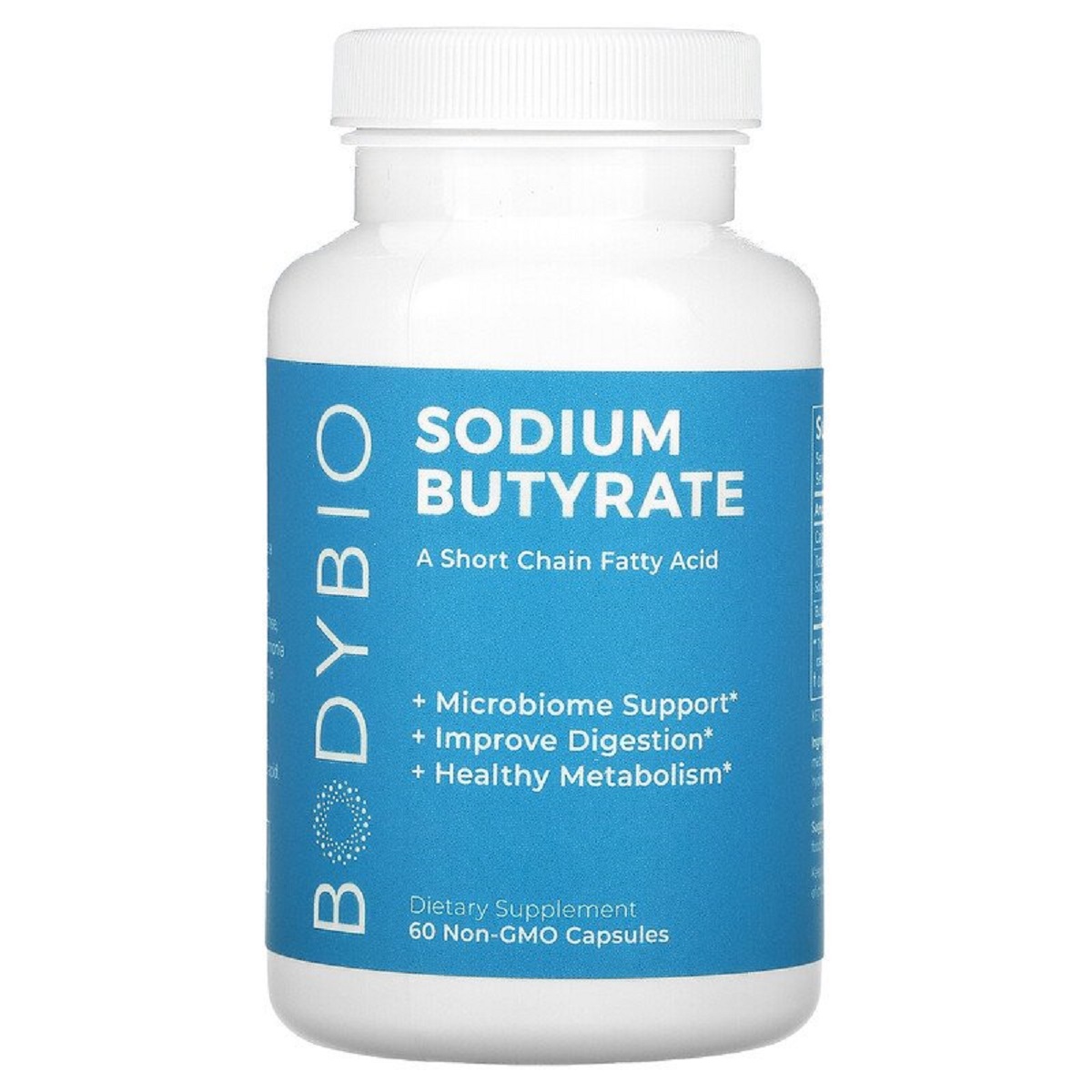 Бутират натрію, Sodium Butyrate, BodyBio, 60 капсул