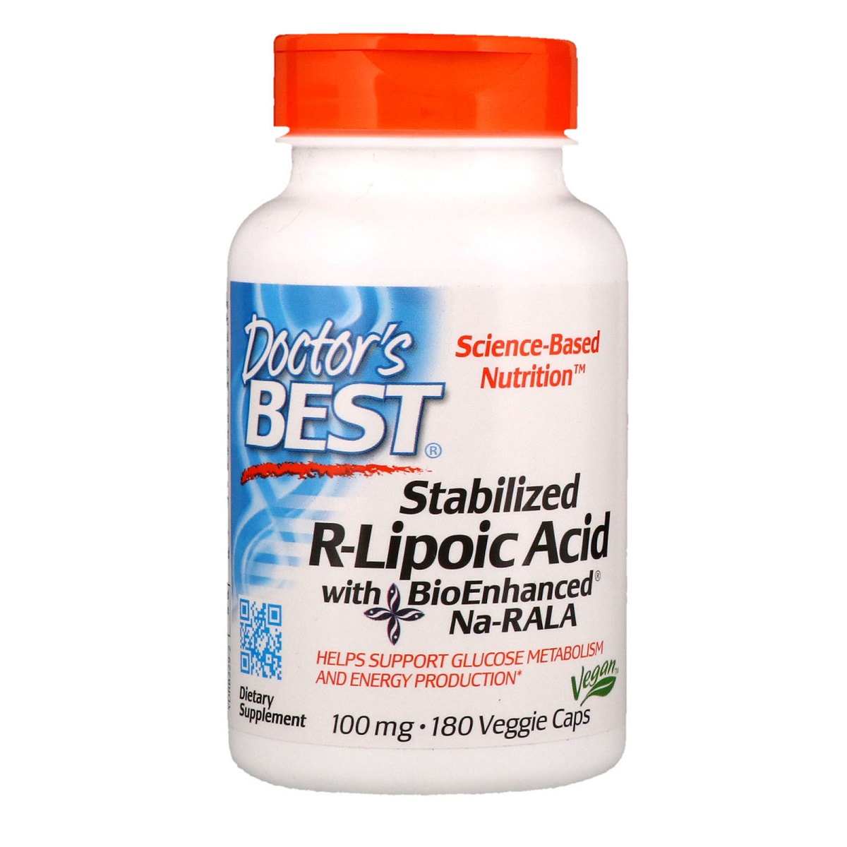 R-Ліпоєва кислота, R-Lipoic Acid, Doctor&apos;s Best, 100 мг, 180 капсул