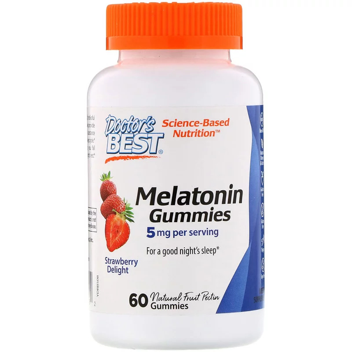 Мелатонін зі Смаком Полуниці, Melatonin Gummies, Doctor's Best, 5 мг, 60 желейних цукерок