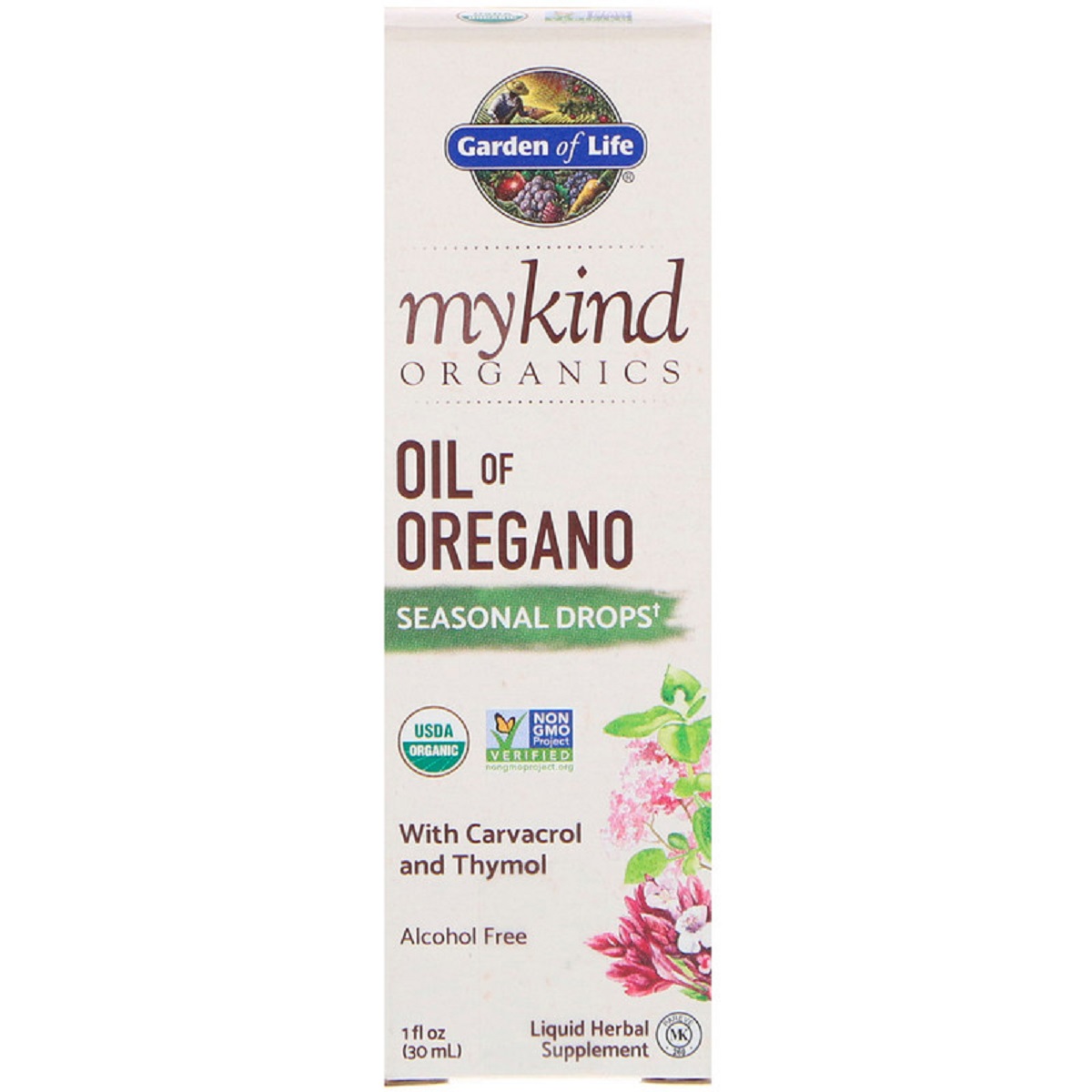 Масло Орегано, Сезонні Краплі, MyKind Organics, Garden of Life, 1 рідка унція (30 мл)