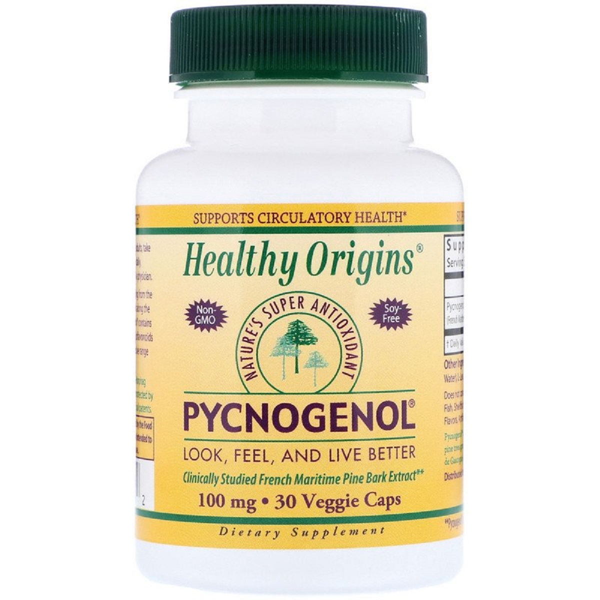 Пікногенол, Pycnogenol, Healthy Origins, 100 мг, 30 капсул