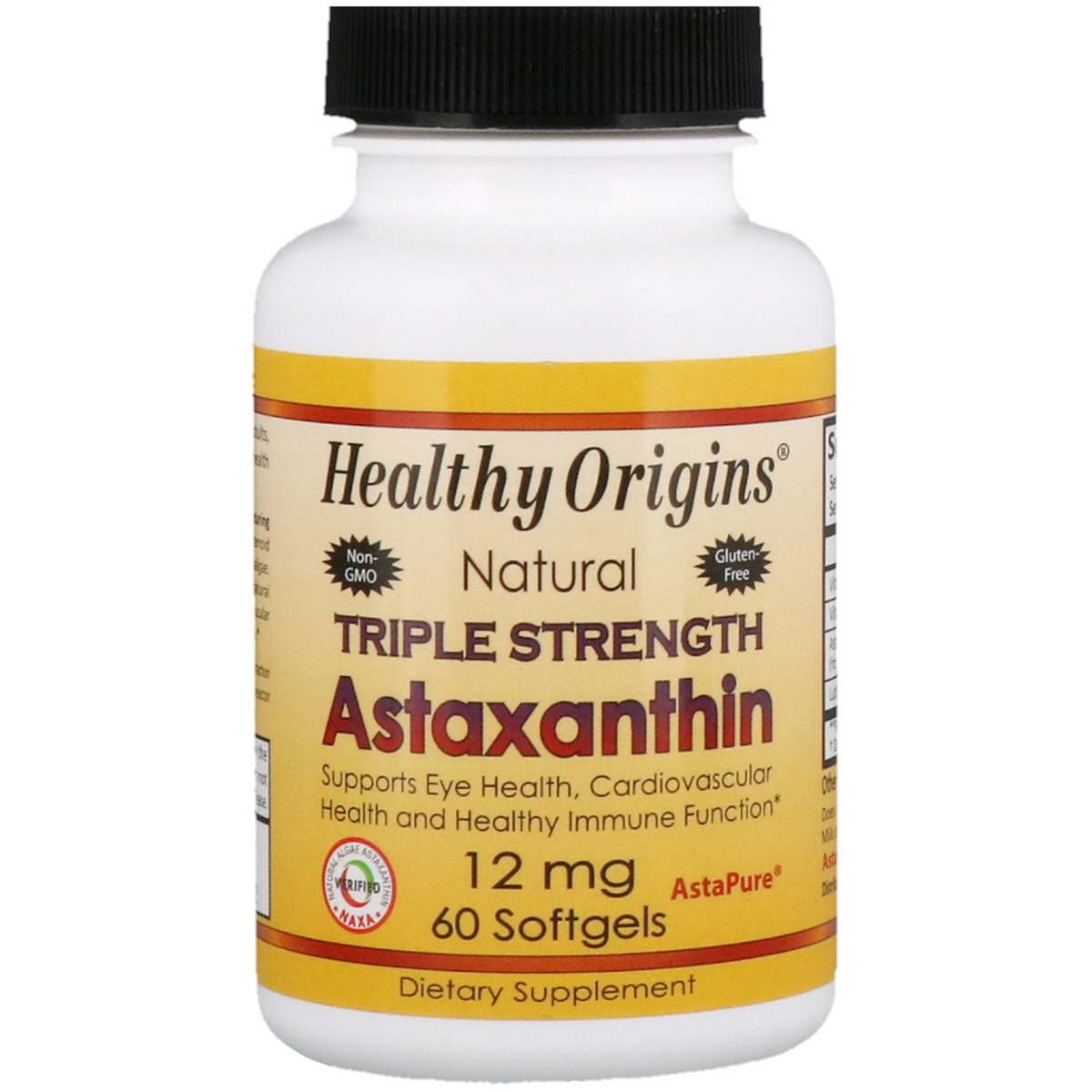 Астаксантин, Astaxanthin (Complex) AstaPure®, Healthy Origins, 12 мг 60 капсул